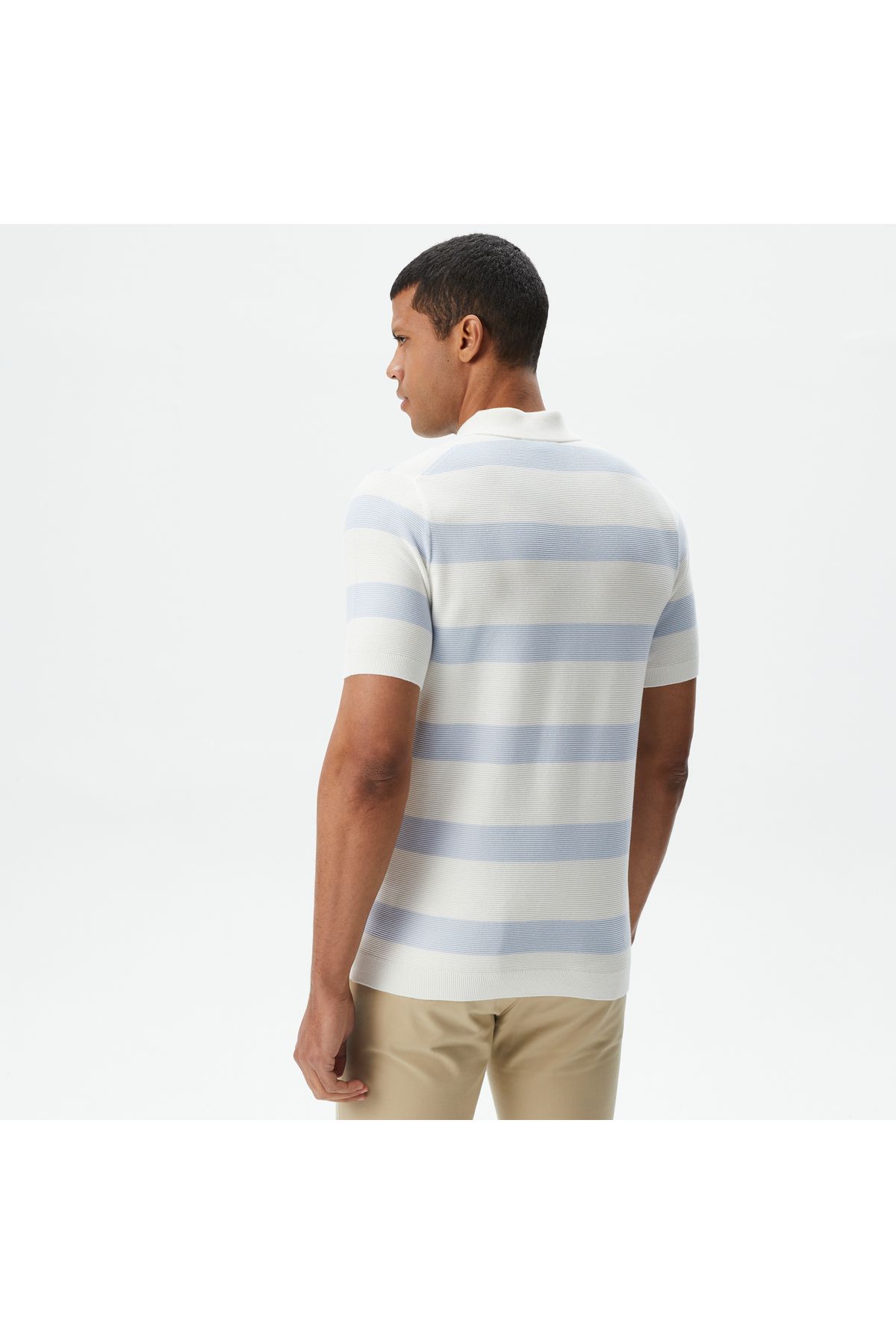 تی شرت یقه پولو آبی مردانه آستین کوتاه یاکا لباس بافتنی راه Lacoste