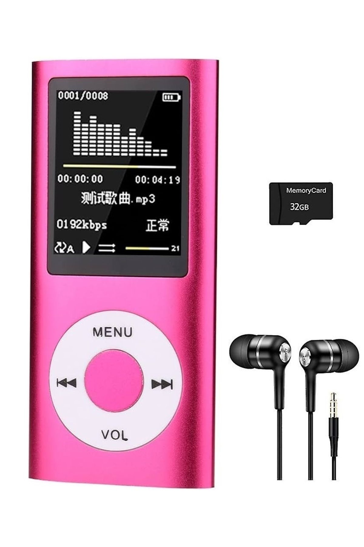 SIGHTZER METAL MP3 ÇALAR DİJİTAL EKRANLI MP4 PLAYER SES KAYIT FM RADYO 32GB HAFIZA KARTI