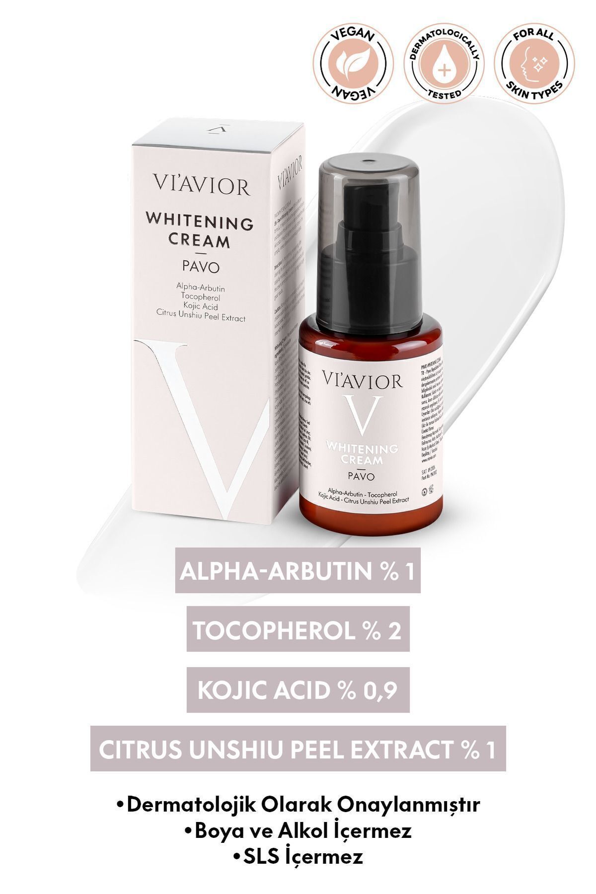 Pavo Whitening Vücut Leke Kremi Vegan Cilt Beyazlatıcı Ton Eşitleyici Aydınlatıcı 50ml — 1000010 — تصویر 3 از 5