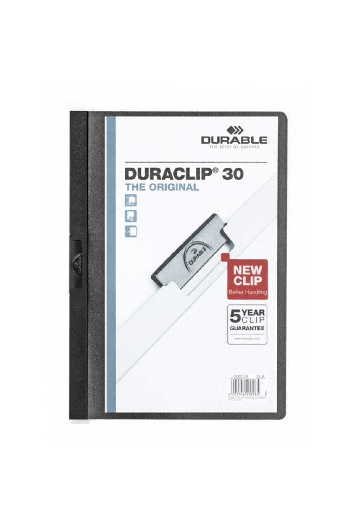 Durable-Compressed File Duraclip With Center Clip 30 Pages A4 Black 2200 / 1