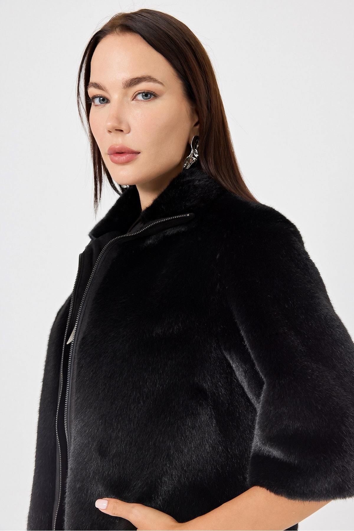 Deri Company-Cecilia Black Women's Feather Coat 6