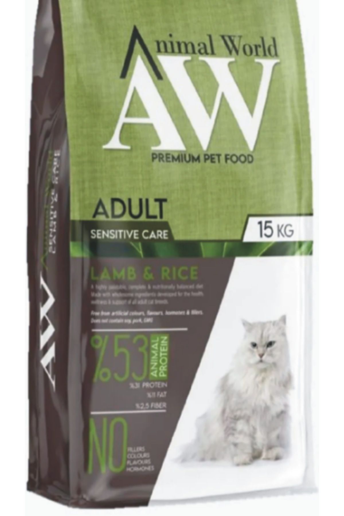 Animal World Kuzu Etli Pirinçli Yetişkin Kedi Maması 15 Kg