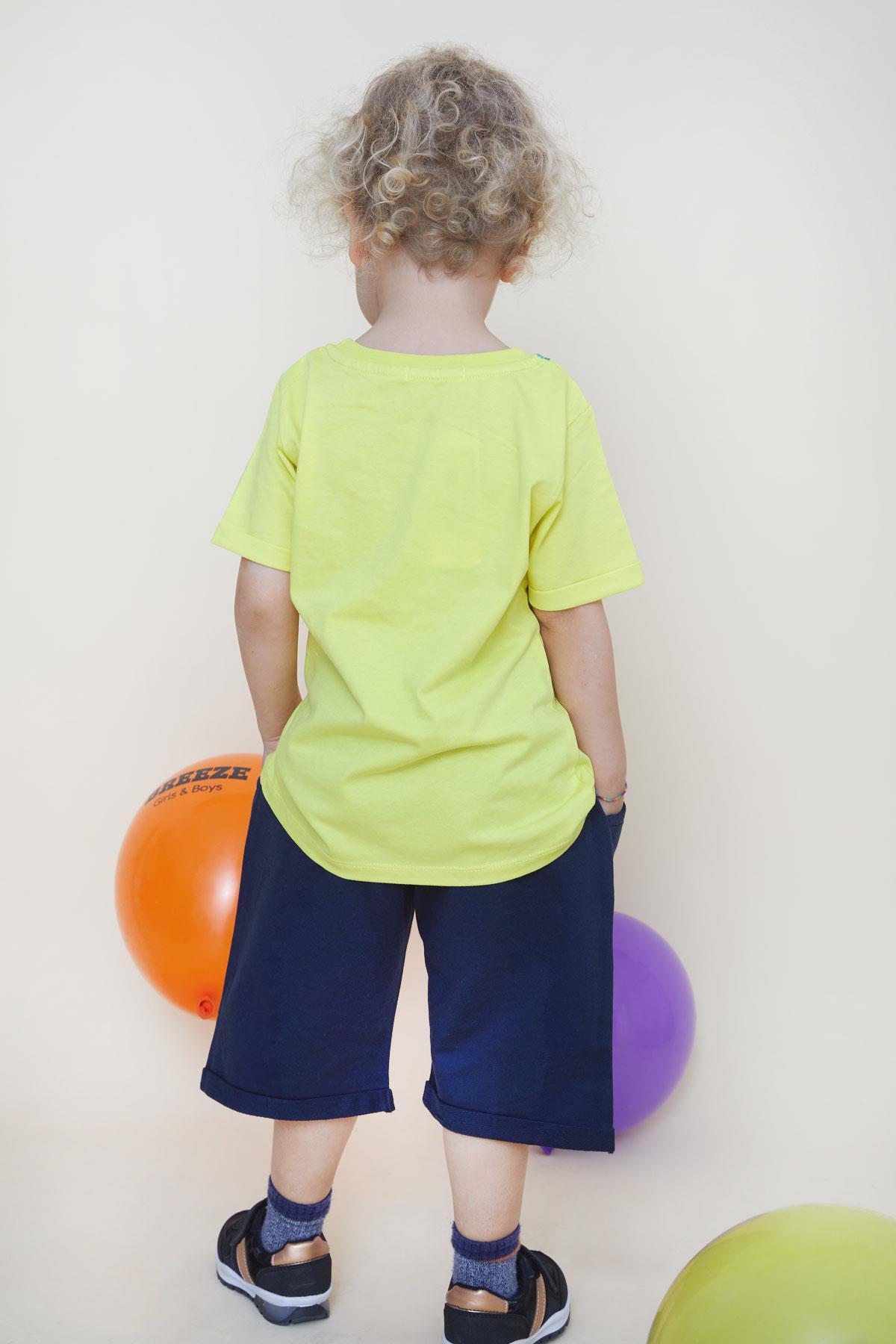 Breeze Girls & Boys Erkek Çocuk Şortlu Takım Mutlu Dinozor Aile Baskılı 1-4 Yaş, Sarı fotoğrafı 2 (önizleme)