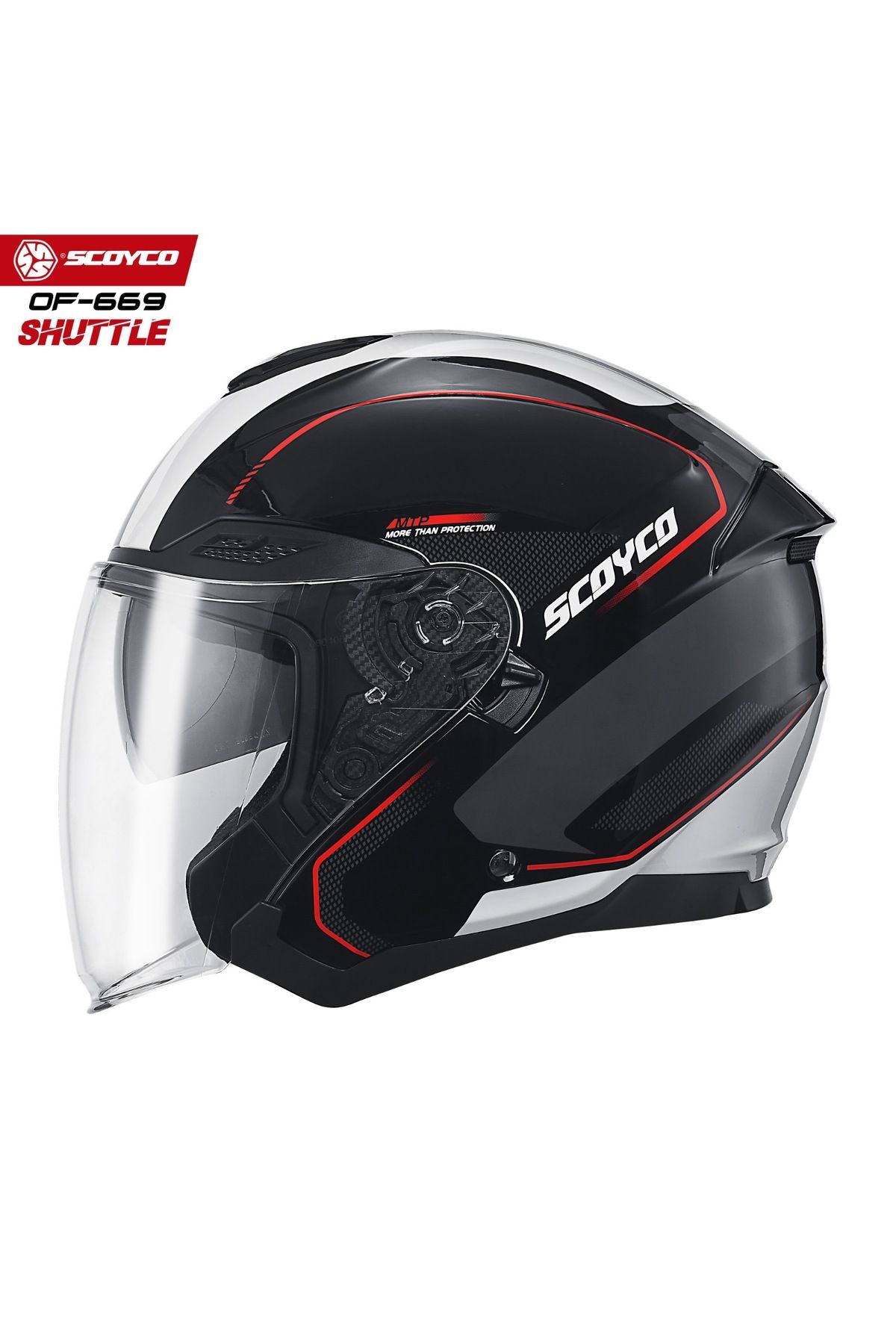 Scoyco-Of669 Half Open Glass (Chinless) - Motorcycle Helmet with Sun Visor (Goggles) (Dot-Ce) Shuttle 1