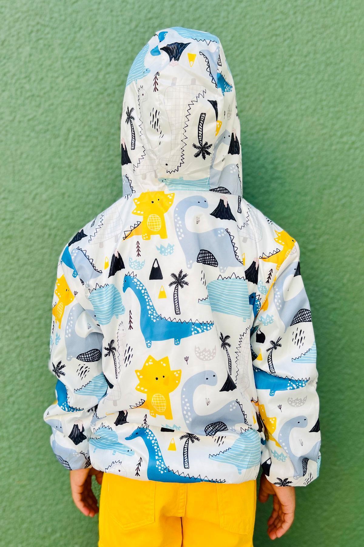 Breeze Erkek Çocuk Yağmurluk Doğa Temalı Dinozor Desenli 1-6 Yaş, Beyaz fotoğrafı 2 (önizleme)