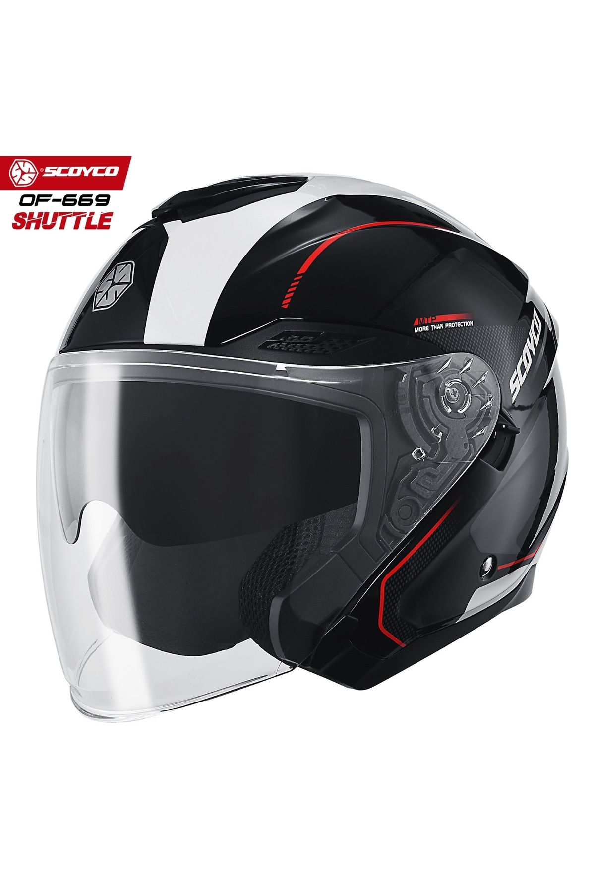 Scoyco-Of669 Half Open Glass (Chinless) - Motorcycle Helmet with Sun Visor (Goggles) (Dot-Ce) Shuttle 3