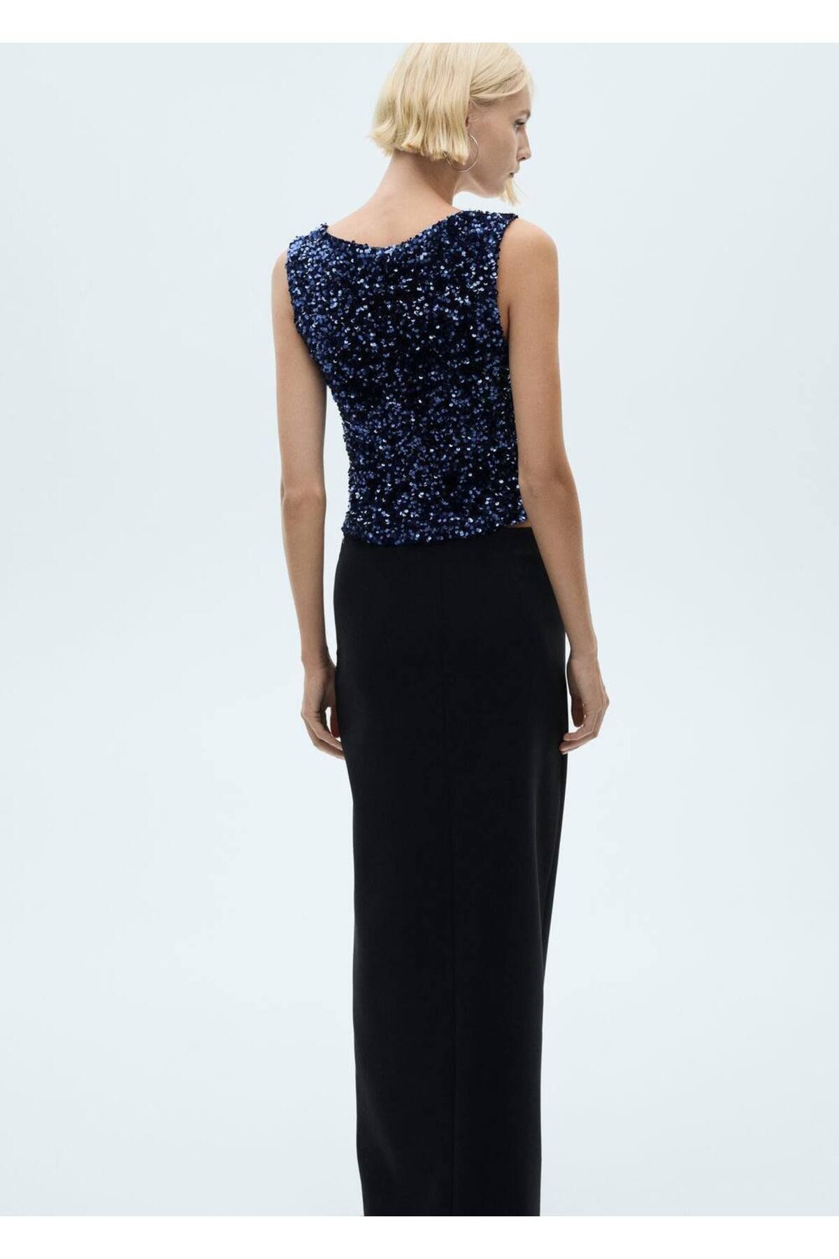 MANGO Woman-Blouse with Sequins on the Straps 4