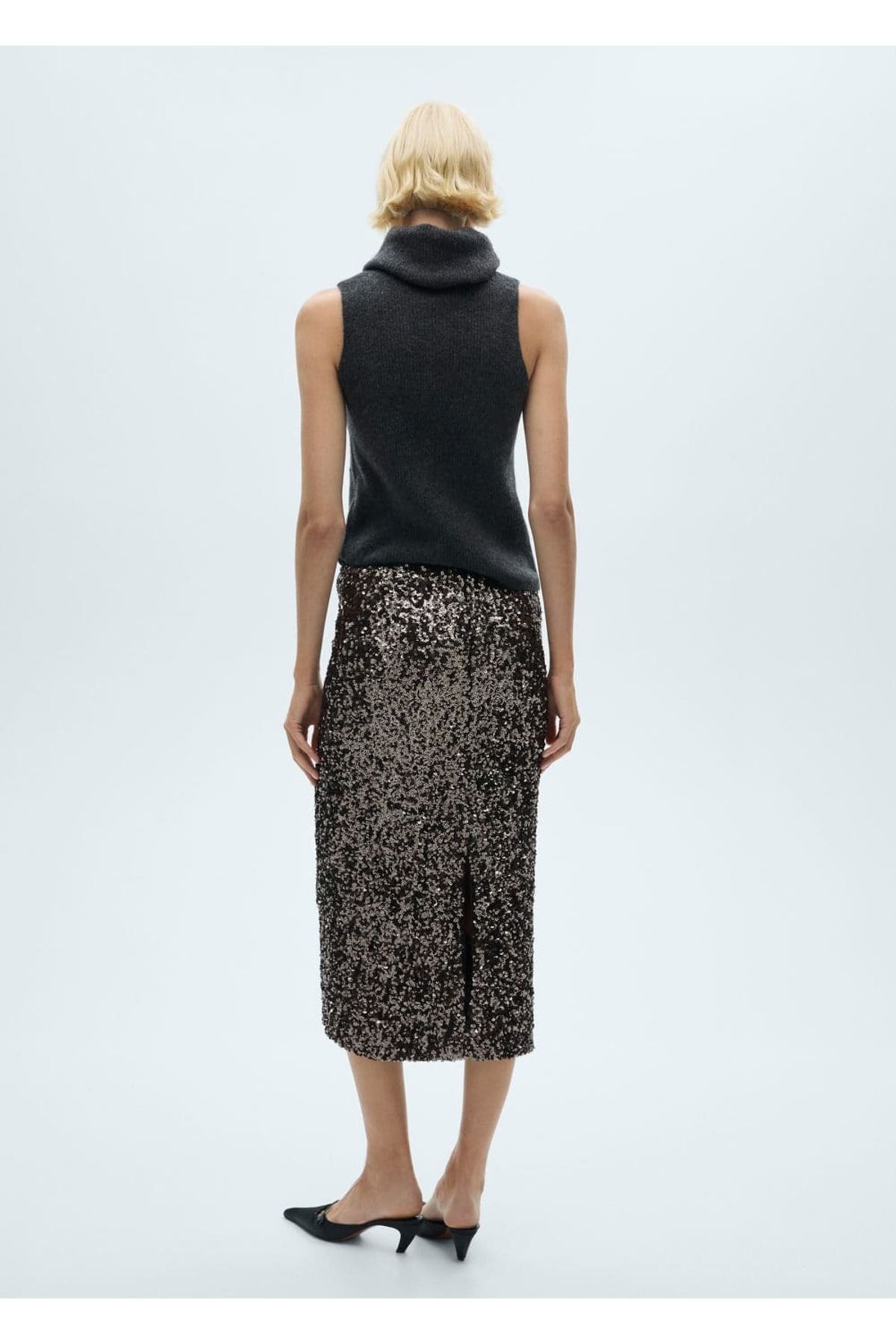 MANGO Woman-Sequin Midi Skirt 4