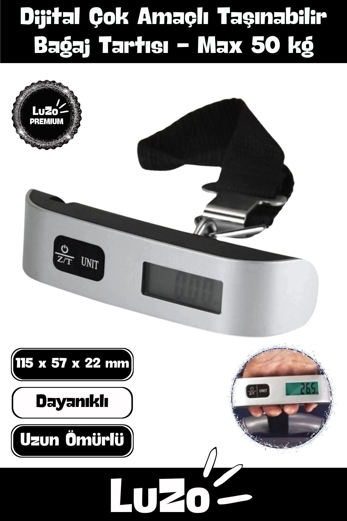 Premium Seyahat Bavul Ağırlık Tartı Dijital Lcd Ekran Çok Amaçlı Taşınabilir Bagaj Tartısı Max 50 Kg