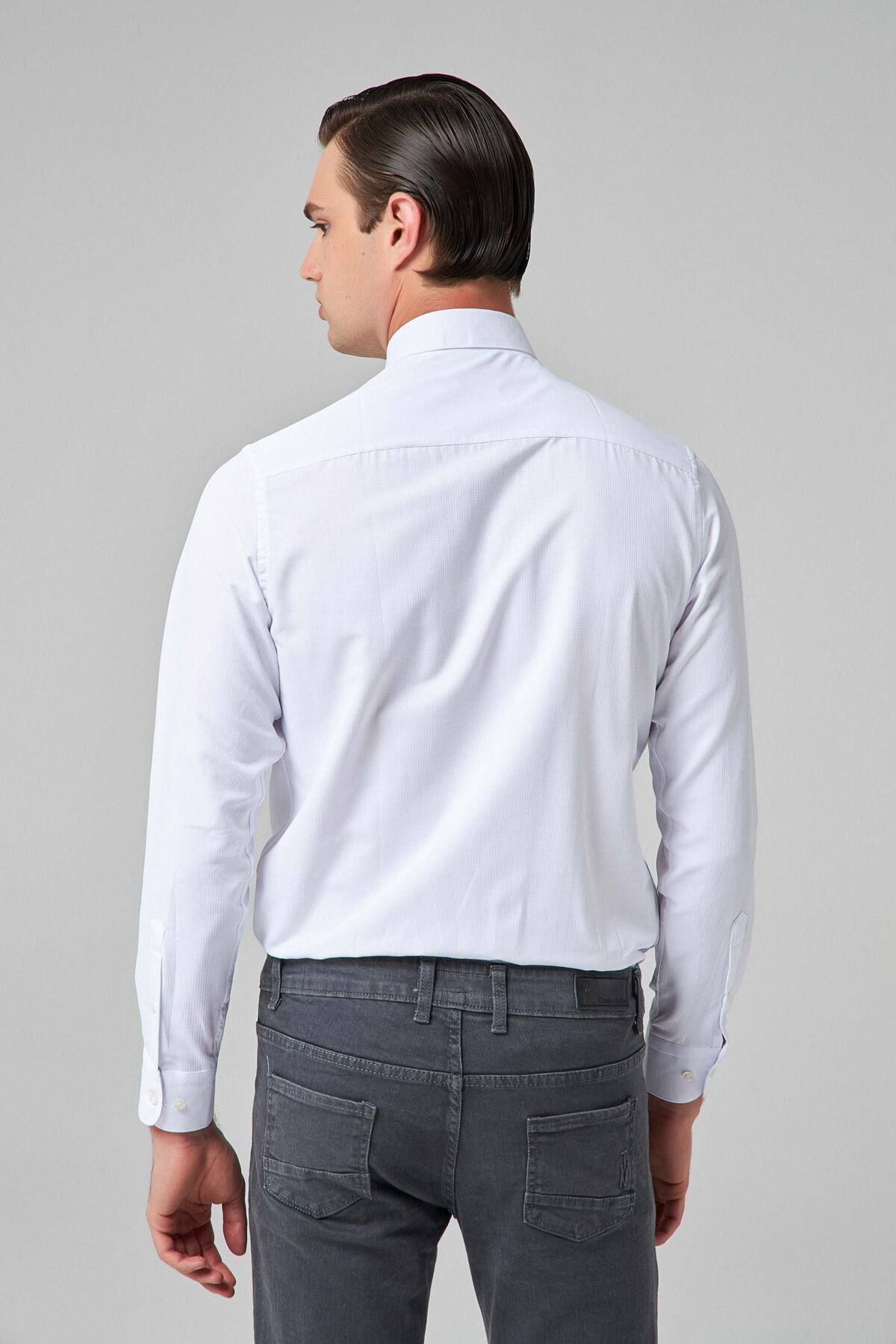 Twn-Slim Fit White Dobby Shirt 5