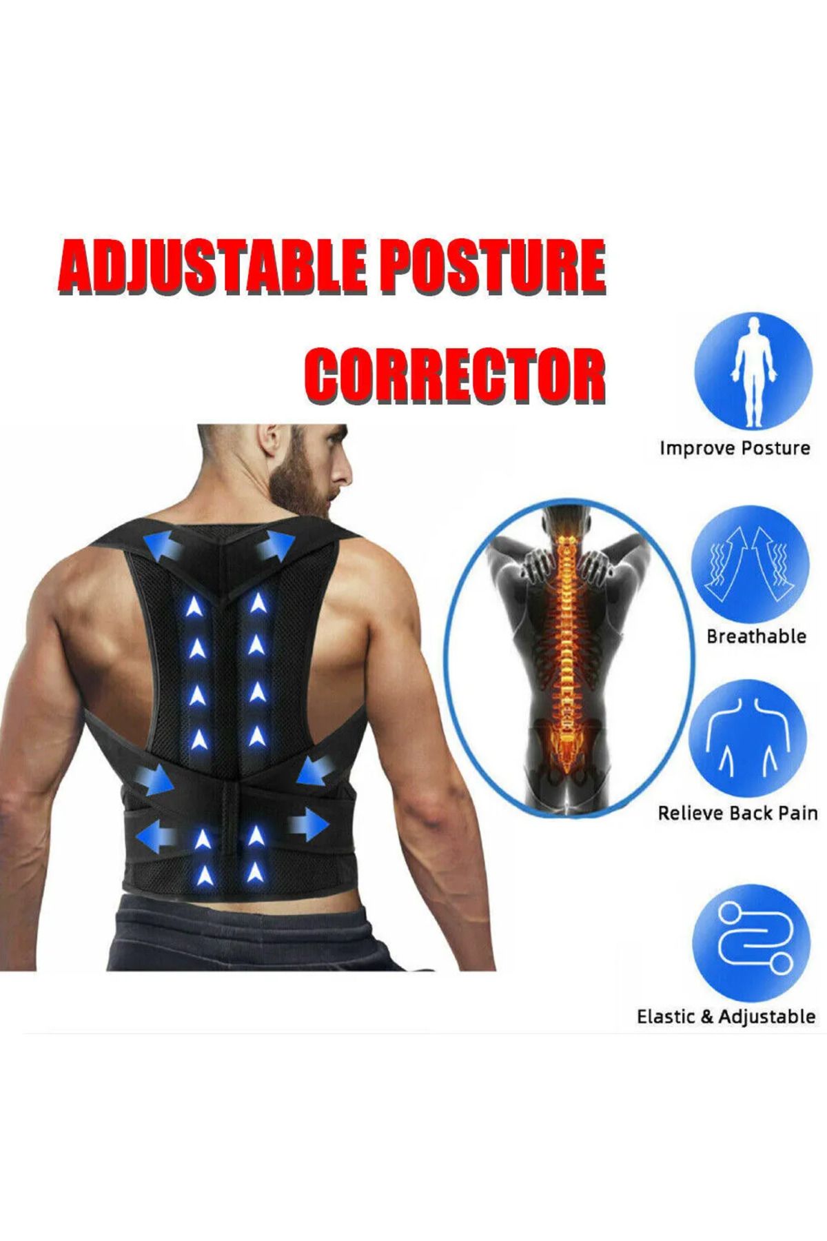 AnkaWood-Unisex Black Double Underwire Upright Posture Anti-Humpback Orthopedic Waist Back Shoulder Corset 5