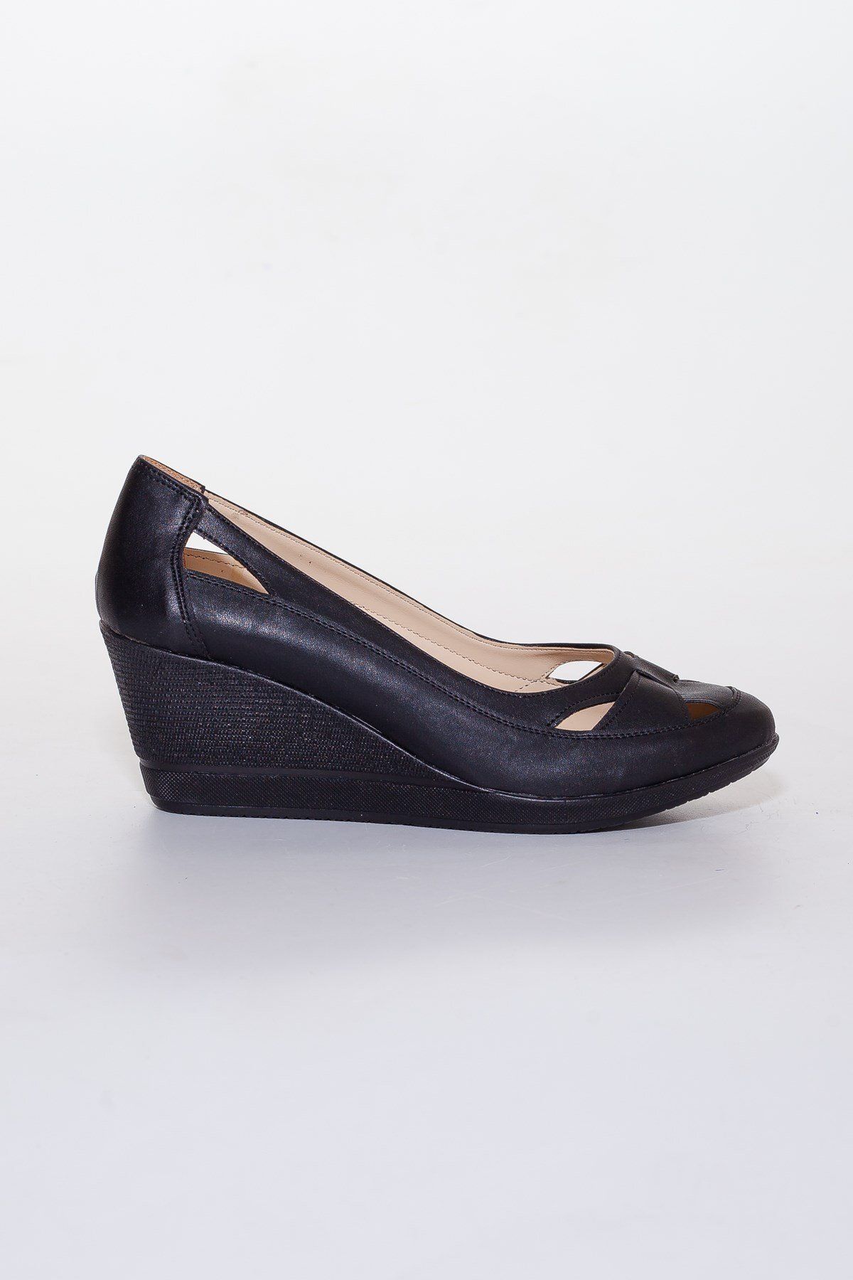 Dilimler Ayakkabı-Wedge Sole Orthopedic Black Women's Wedge Heeled Shoes 2