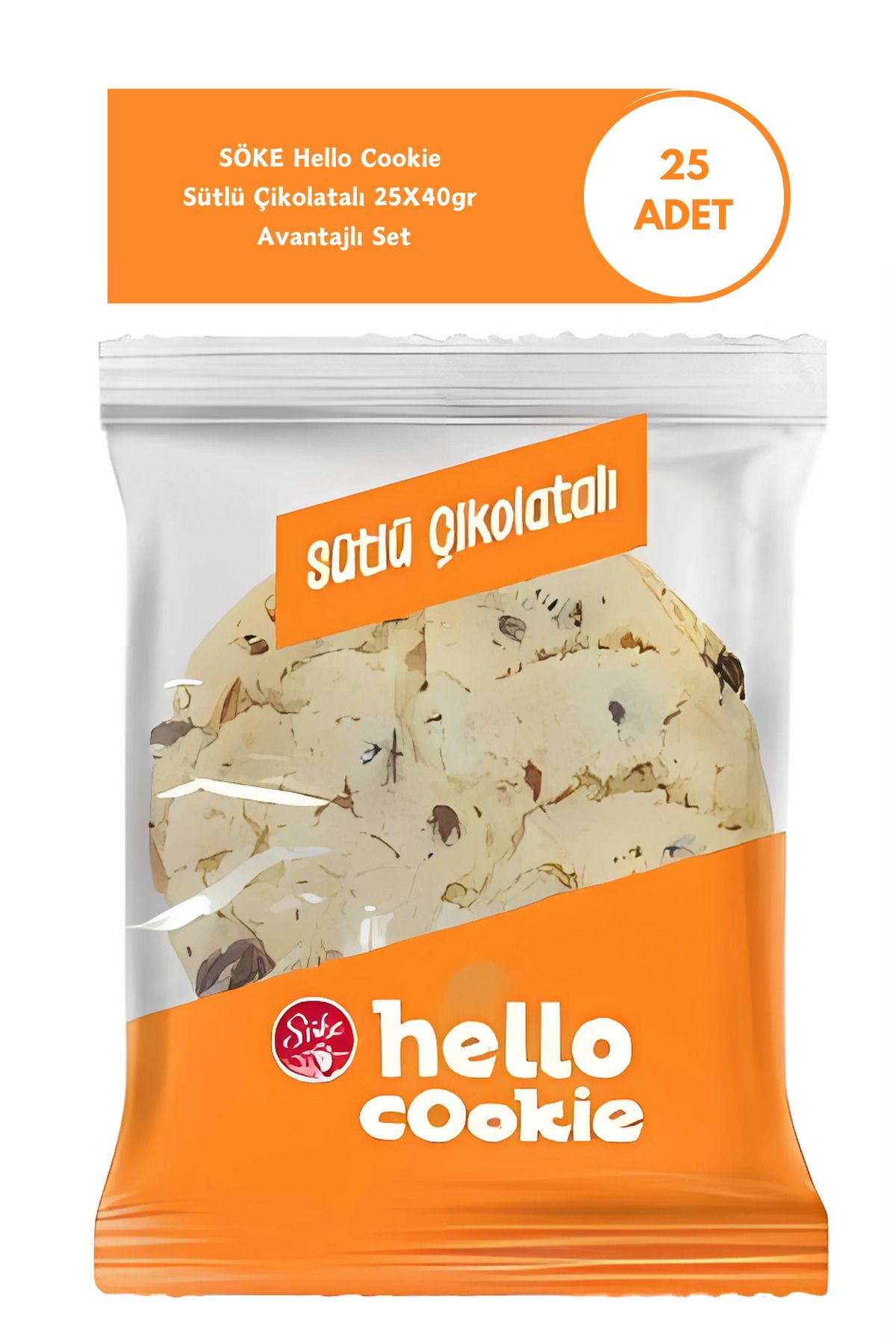 Söke Hello Cookies Sütlü Çikolata Cookies Parçacıklı 40gr X 25 Adet Avantajlı Paket