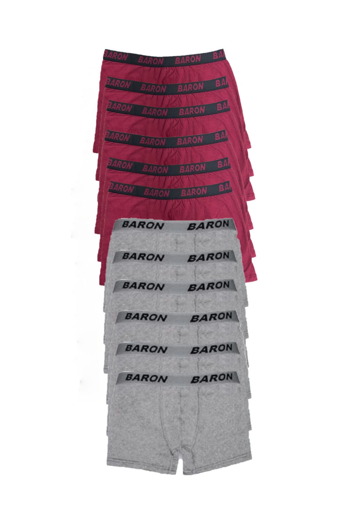 SİERNA 12 Adet Ekonomik Likralı Boxer Short Gri-bordo srn-002046