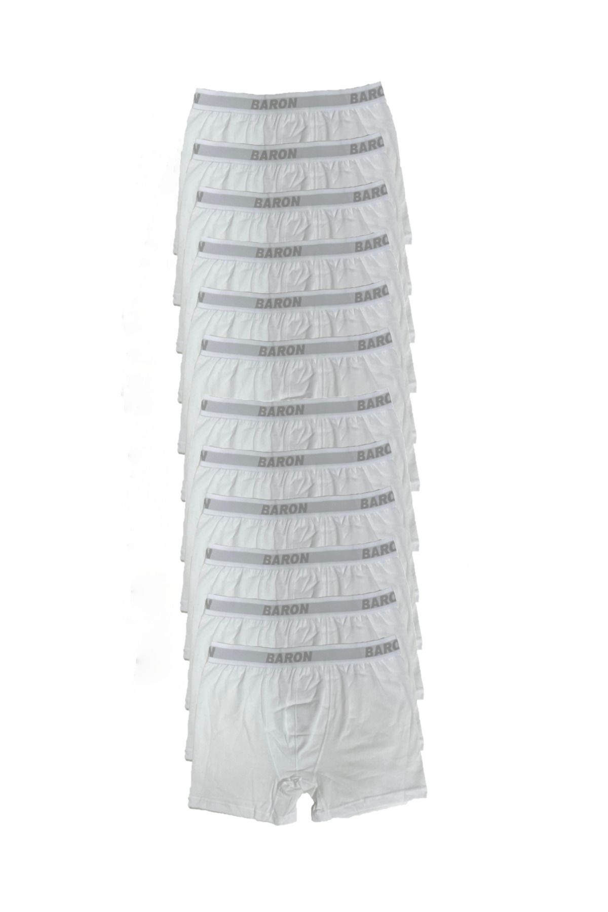 SİERNA 12 Adet Ekonomik Likralı Boxer Short Beyaz srn-002084