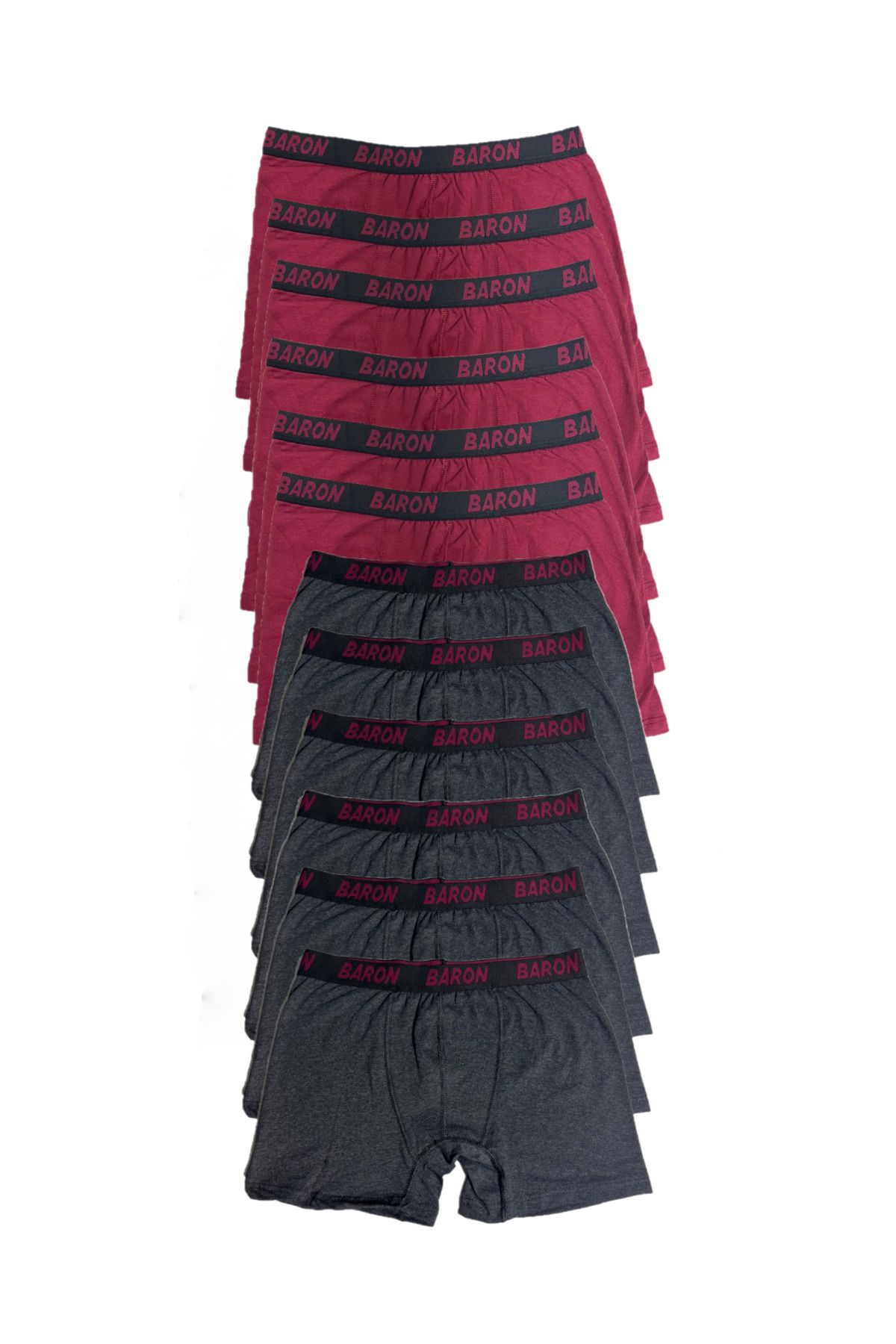 SİERNA 12 Adet Ekonomik Likralı Boxer Short Füme-bordo srn-002086