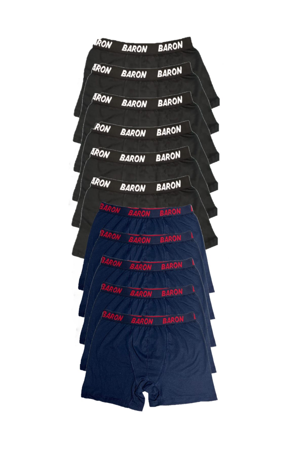 SİERNA 12 Adet Ekonomik Likralı Boxer Short Siyah-lacivert srn-002043