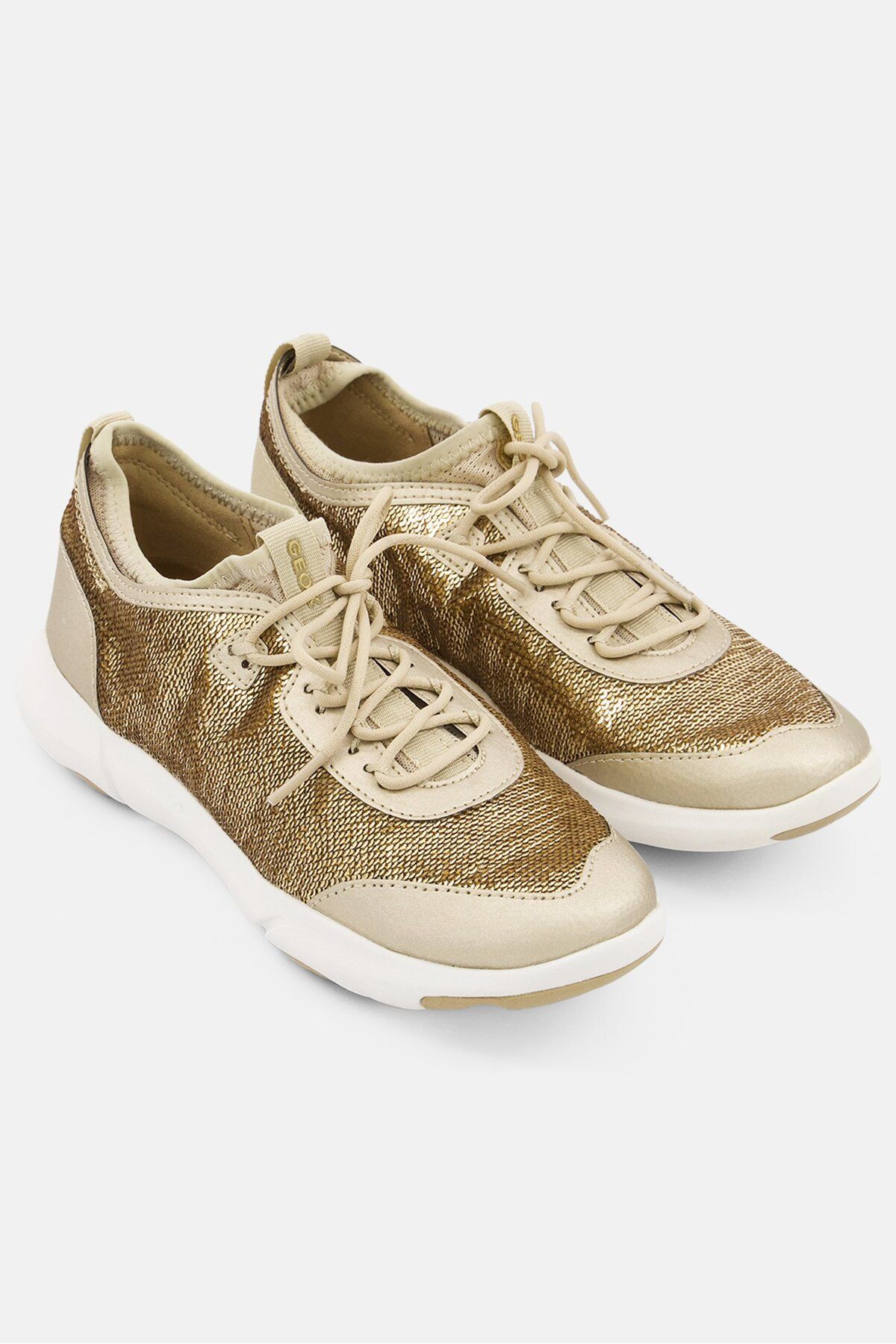 Geox-Women Lace Up Casual Shoes, Gold 1