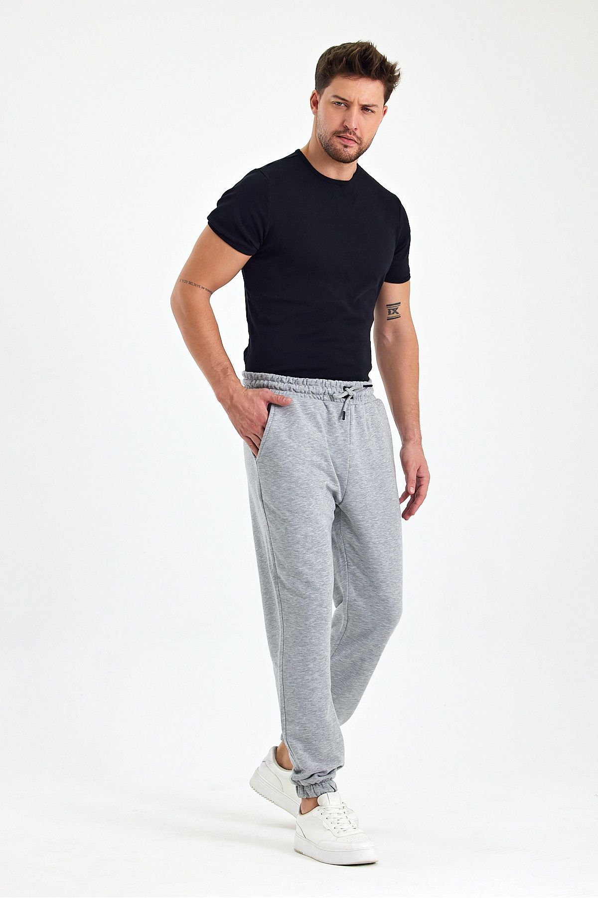ESPİNA-Men's Diagonal 3 Thread Sweatpants with Pockets and Cord 6