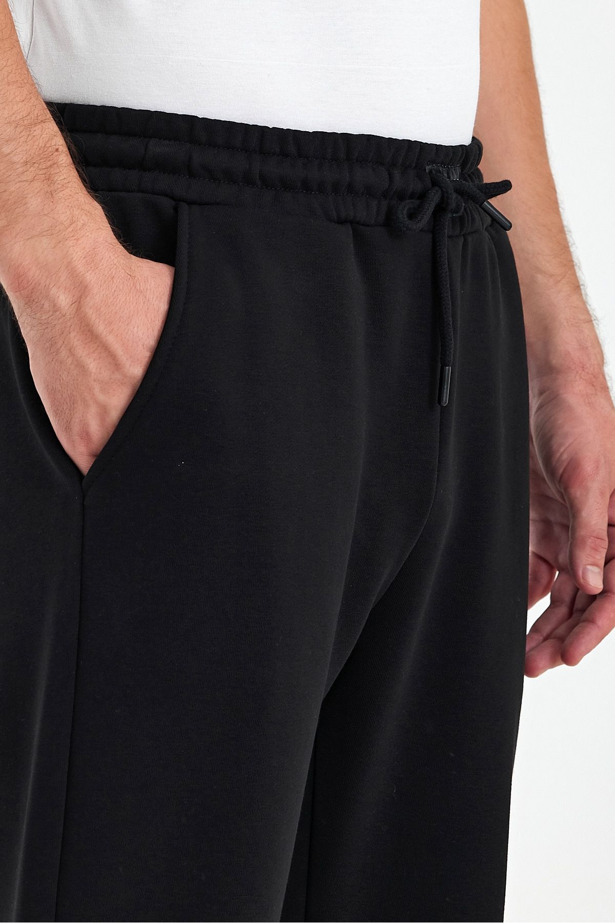 ESPİNA-Men's Diagonal 3 Thread Sweatpants with Pockets and Cord 5