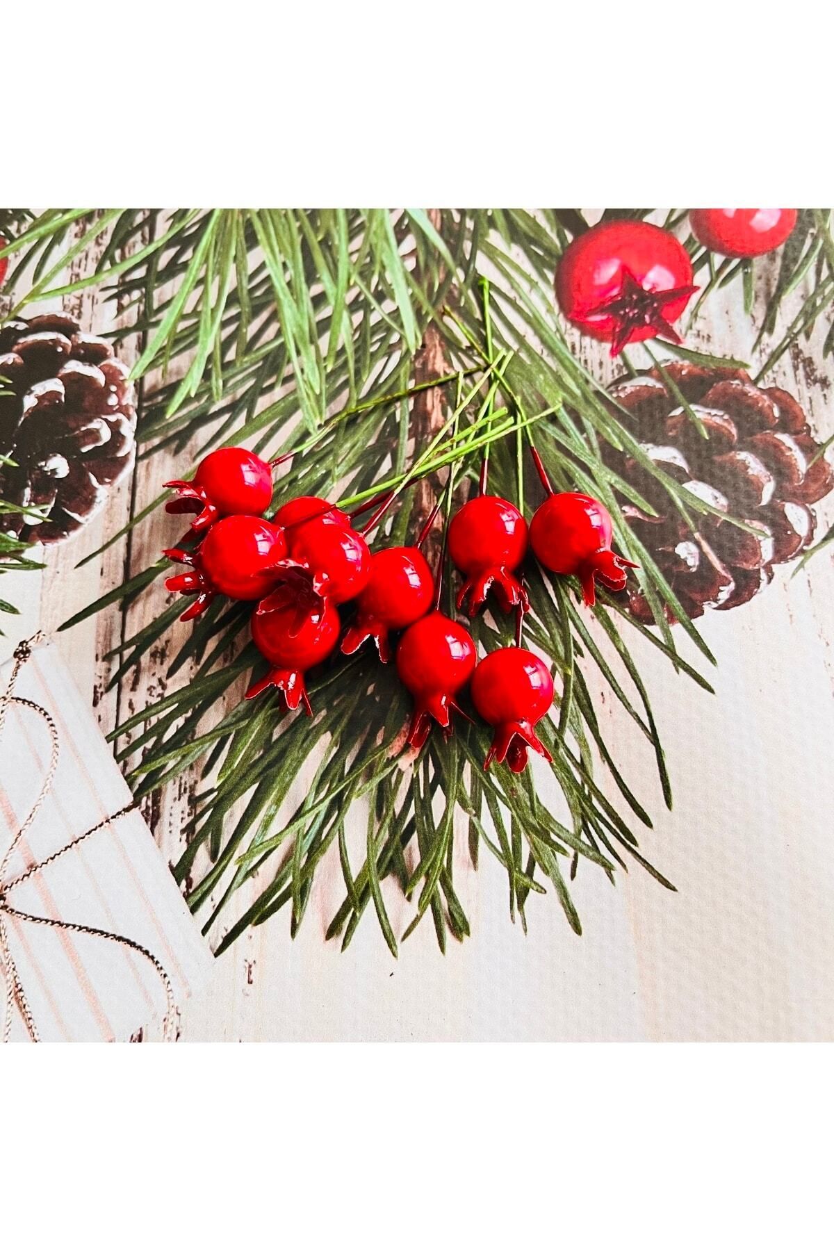 t tuğset etiket-New Year's Artificial Flower Kokina Mini Stringed Berry Pomegranate 10 Pieces 6