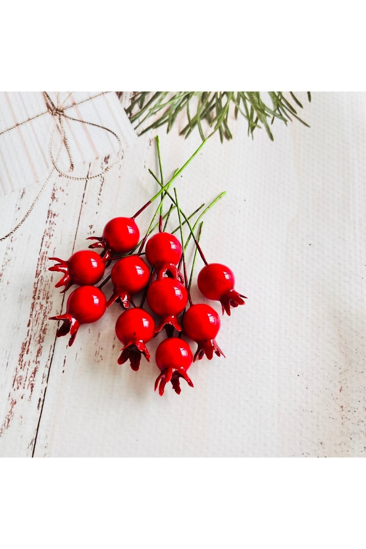 t tuğset etiket-New Year's Artificial Flower Kokina Mini Stringed Berry Pomegranate 10 Pieces 3
