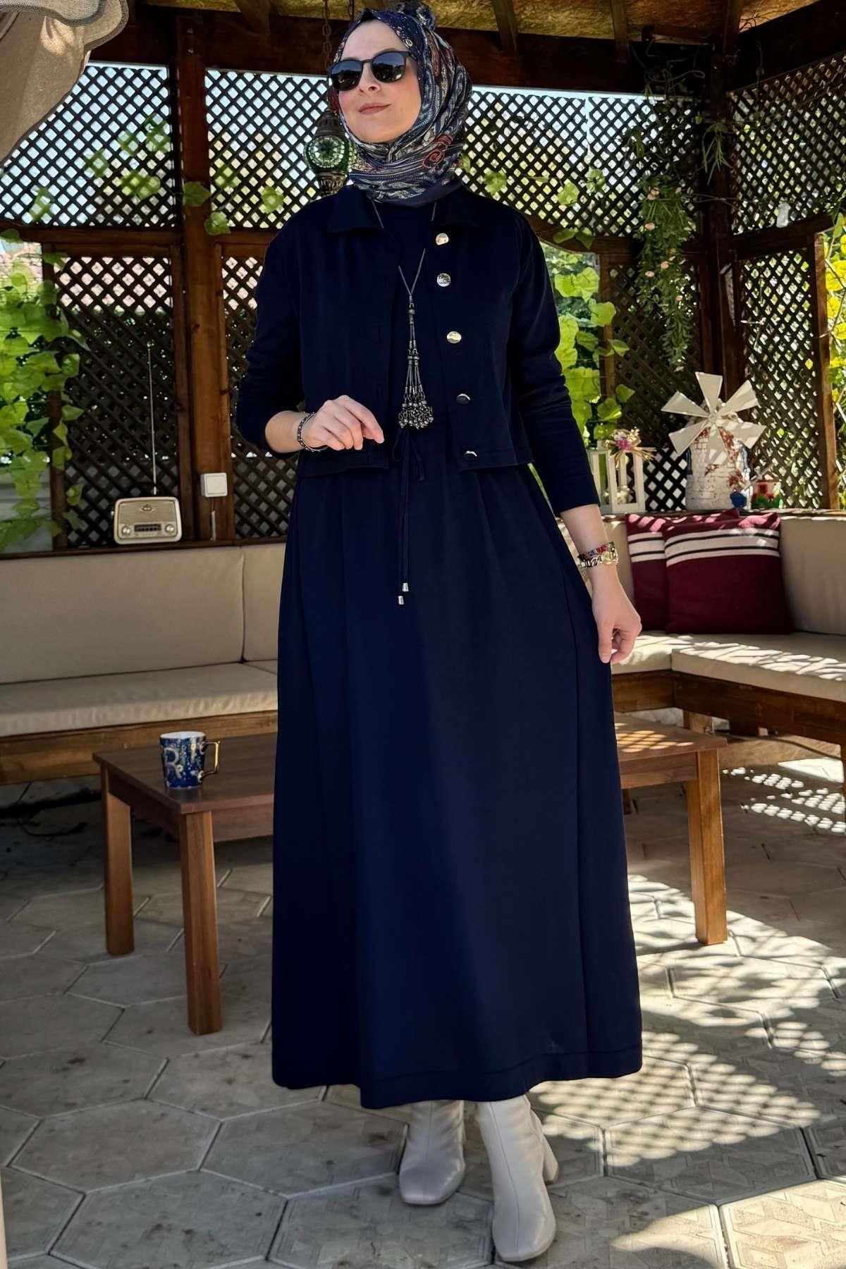 Rabia Şamlı-Navy Blue Hazal Knitwear Dress 4