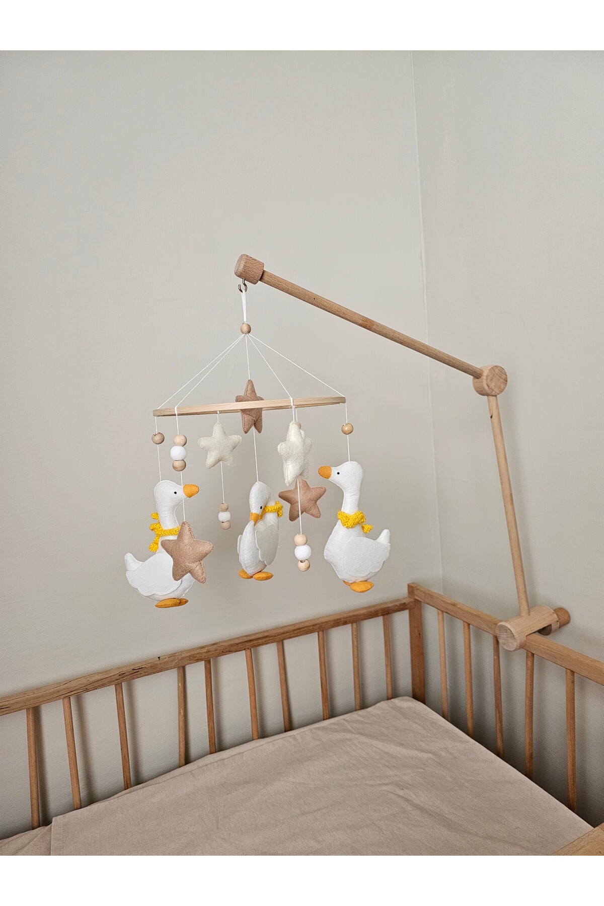 hobiimobiii Dönence (MÜZİKLİ) Bebek Beşik Süsü Keçe Dönence Ördek fotoğrafı 2 (önizleme)