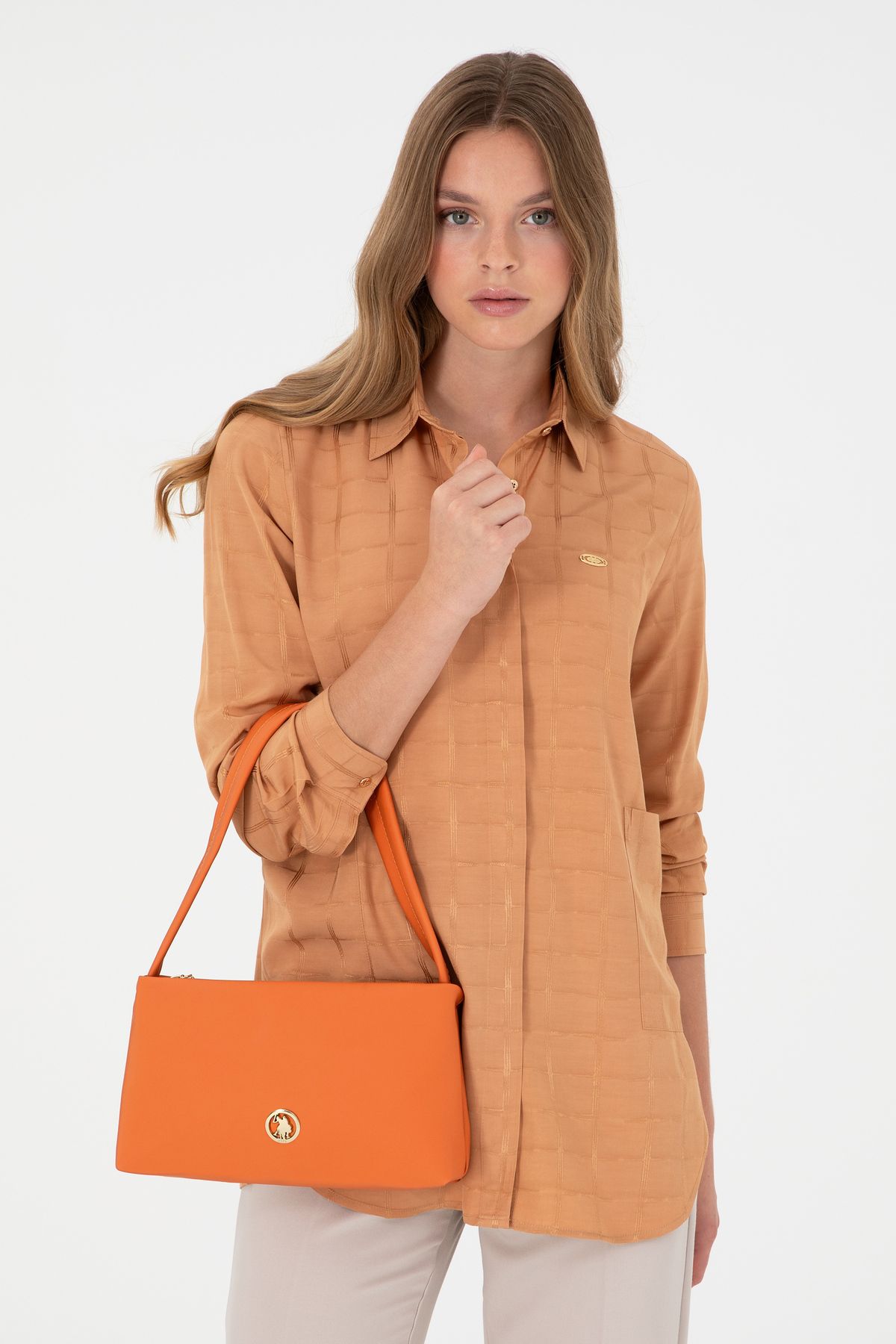 کیف شانه نارنجی زنانه 50303437-vr051 U.S. Polo Assn.