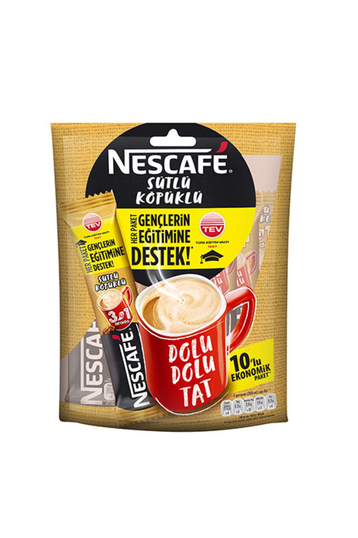 Nescafe 3'ü 1 Arada Sütlü Köpüklü (10'lu) x6 Adet