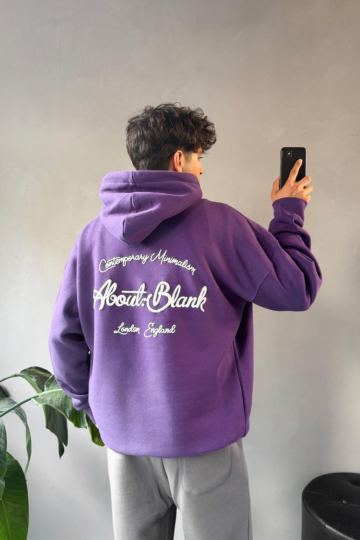 Flaw Wear-About Blank Printed Oversize Purple Hoodie 2