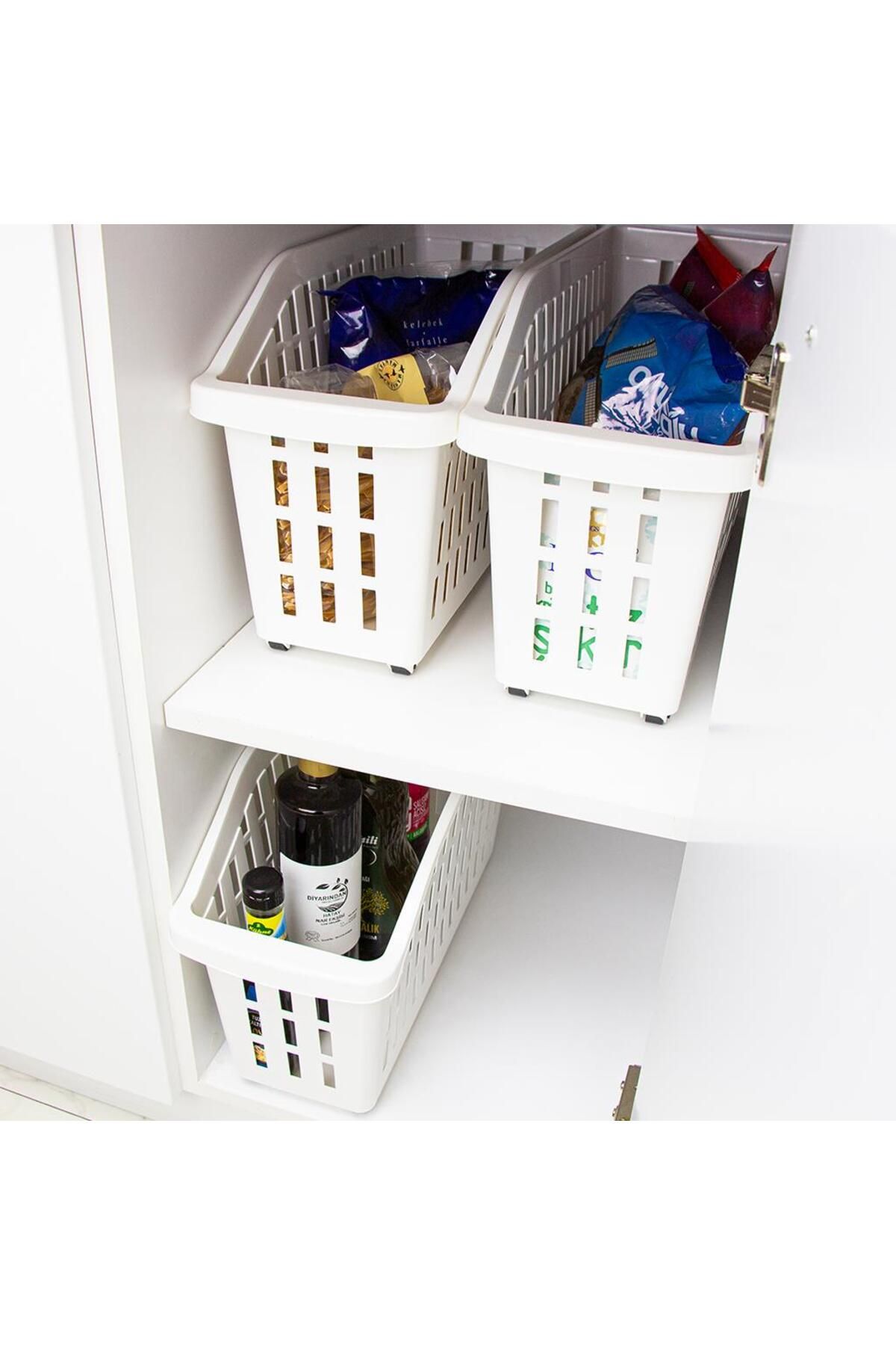 Dükkanönü-2 Pieces Transparent Wheeled Organizer Basket In-Cabinet Organizer Wheeled Organizer Basket 7