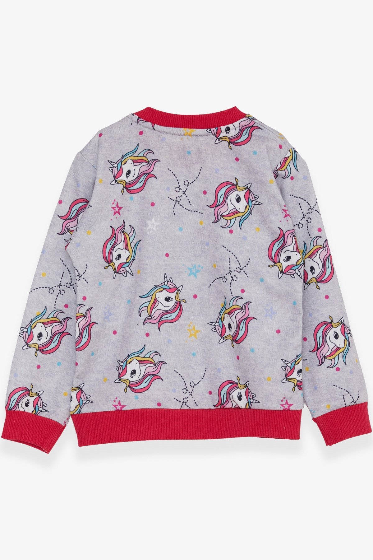 Breeze Kız Çocuk Sweatshirt Unicorn Desenli 1.5-5 Yaş, Açık Gri Melanj fotoğrafı 2 (önizleme)