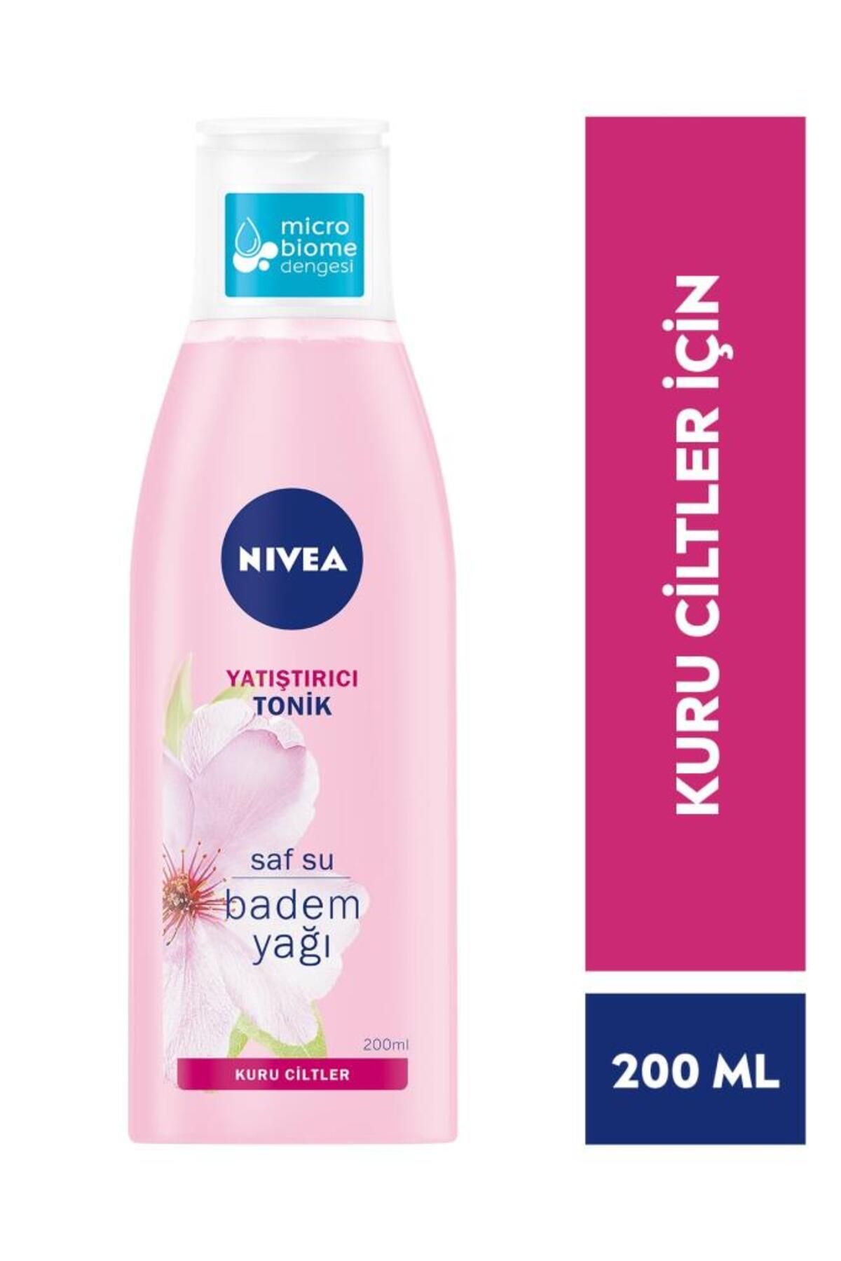 NIVEA Yatıştırıcı Tonik 200ml, Kir Ve Makyaj Kalıntılarını Temizler, Nemlendirici, Badem Yağı, Kuru Cilt