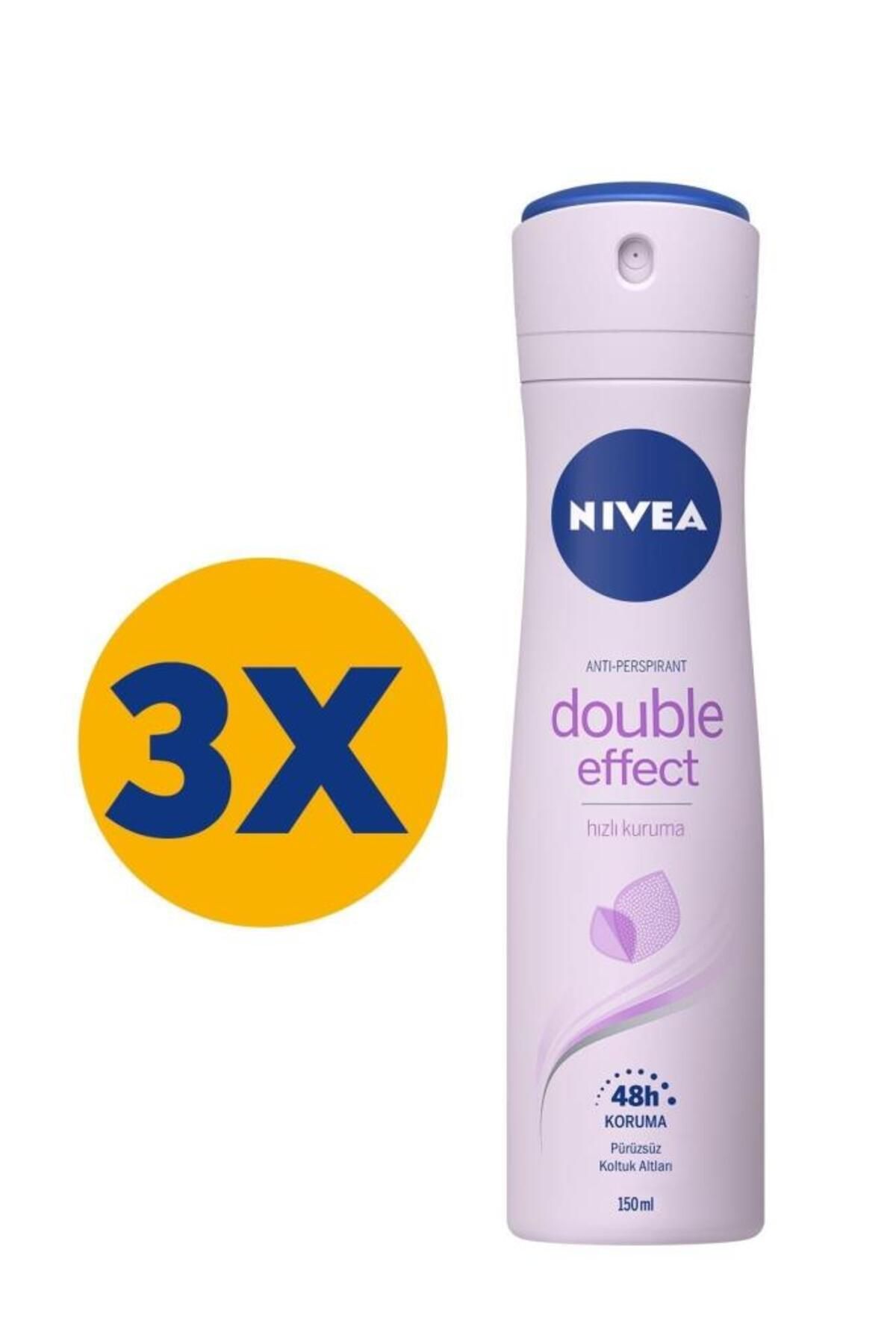 NIVEA Double Effect Mor Düşler Sprey Deodorant 150ml Kadın 3'lü Paket