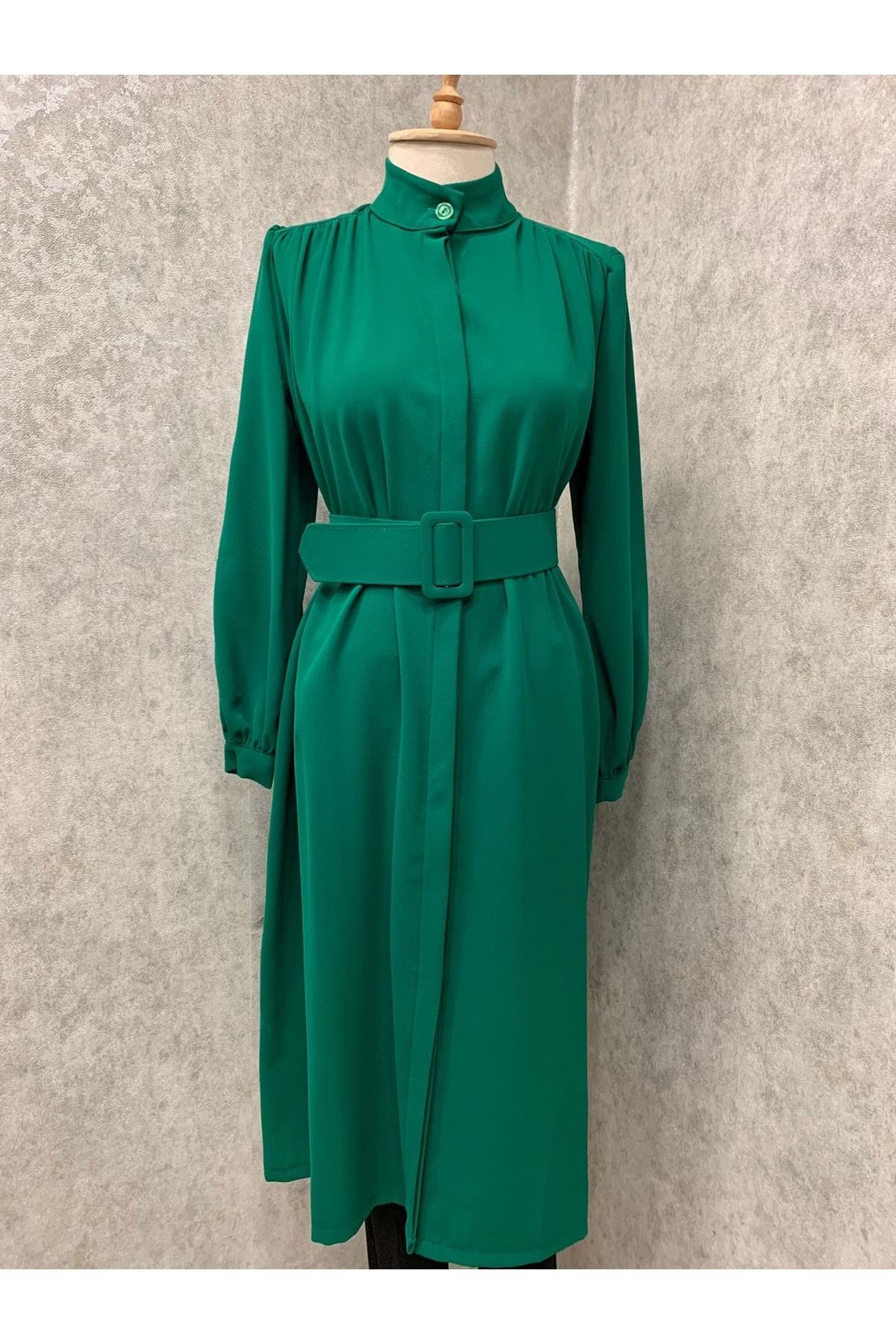 Beray-Green Tunic - Buttoned and Belted, Model 24y8106 - 40 1