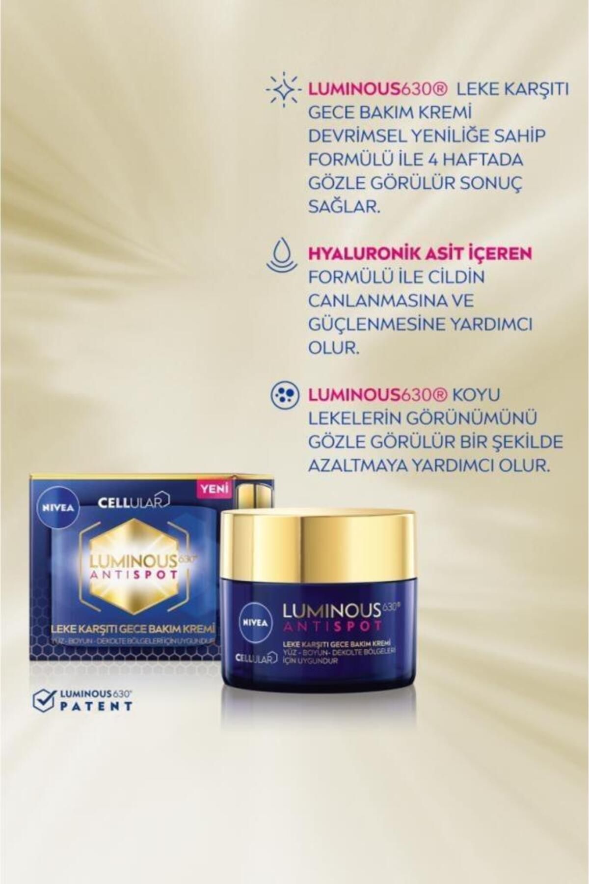 NIVEA Luminous630 Leke Karşıtı Serum 30ml Ve Luminous630 Leke Karşıtı Gece Yüz Kremi 50ml, Hyaluronik Asit-3