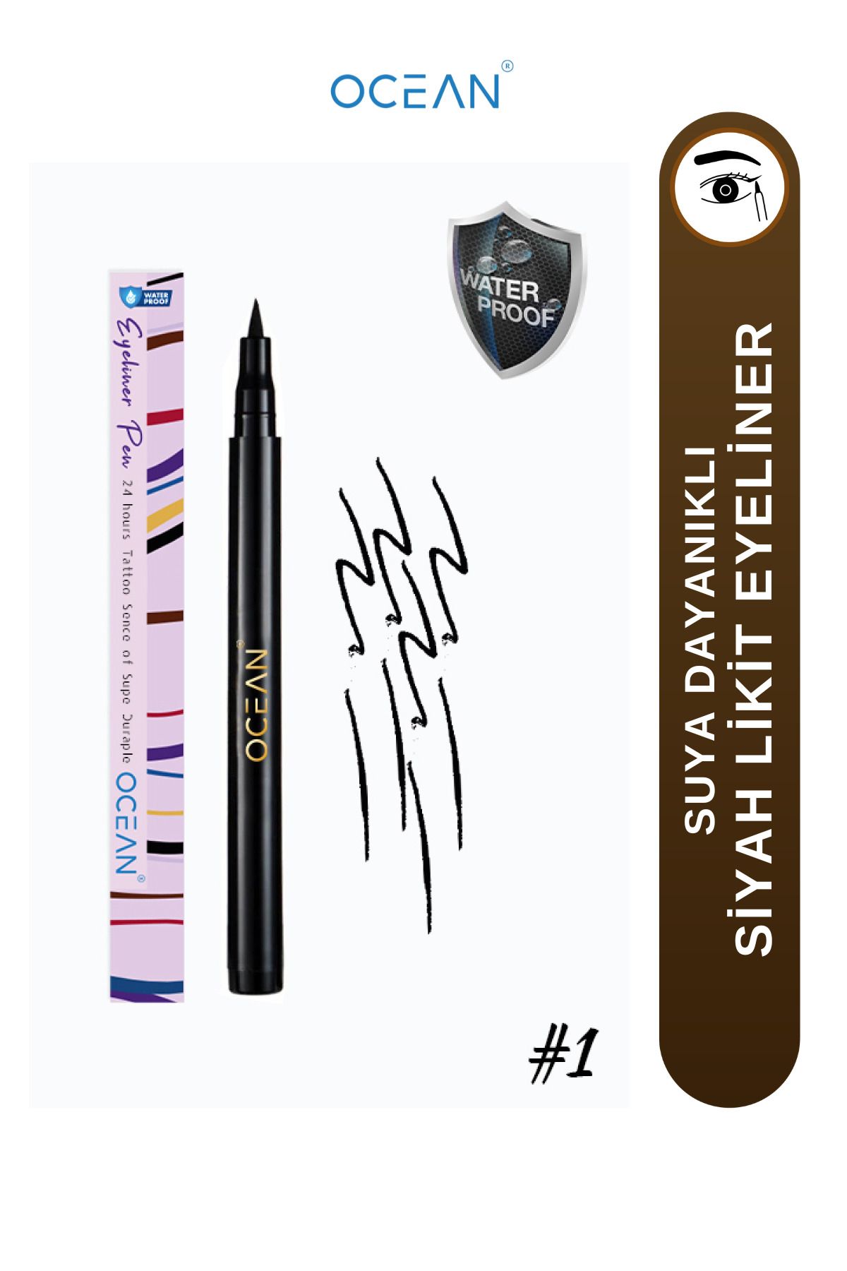 Ocean Siyah Eyeliner Likit Kalem Eyeliner Suya Dayanıklı Yoğun Pigmentli