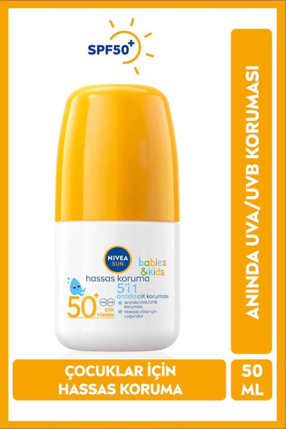 NIVEA SUN Bebekler İçin Hassas Koruma Güneş Koruyucu Roll-on 50ml, SPF50, UVA UVB Koruması, Suya Dayanıklı