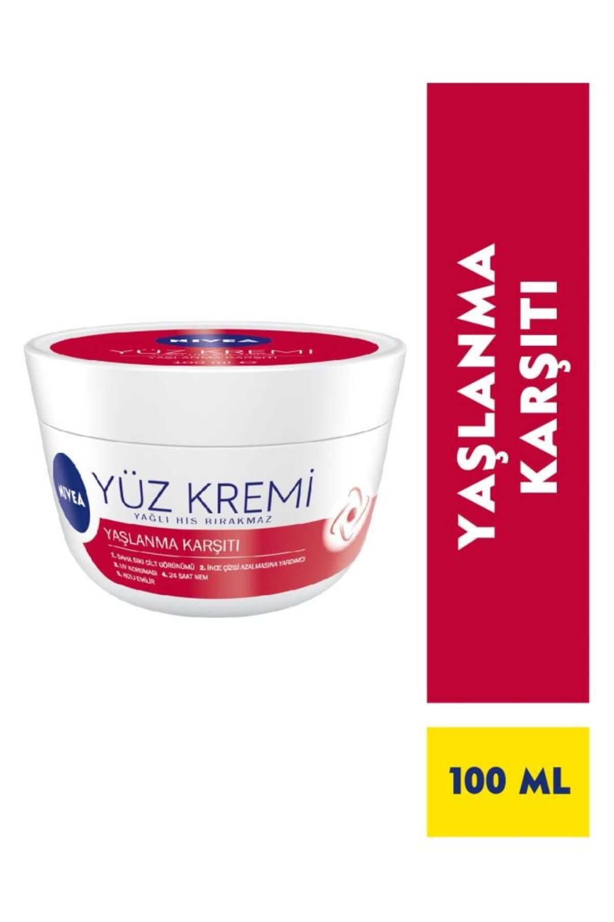 NIVEA Yaşlanma Karşıtı Yüz Bakım Kremi 100ml, Nemlendirici, Sıkı Cilt Görünümü, Antioksidan, UV Koruması