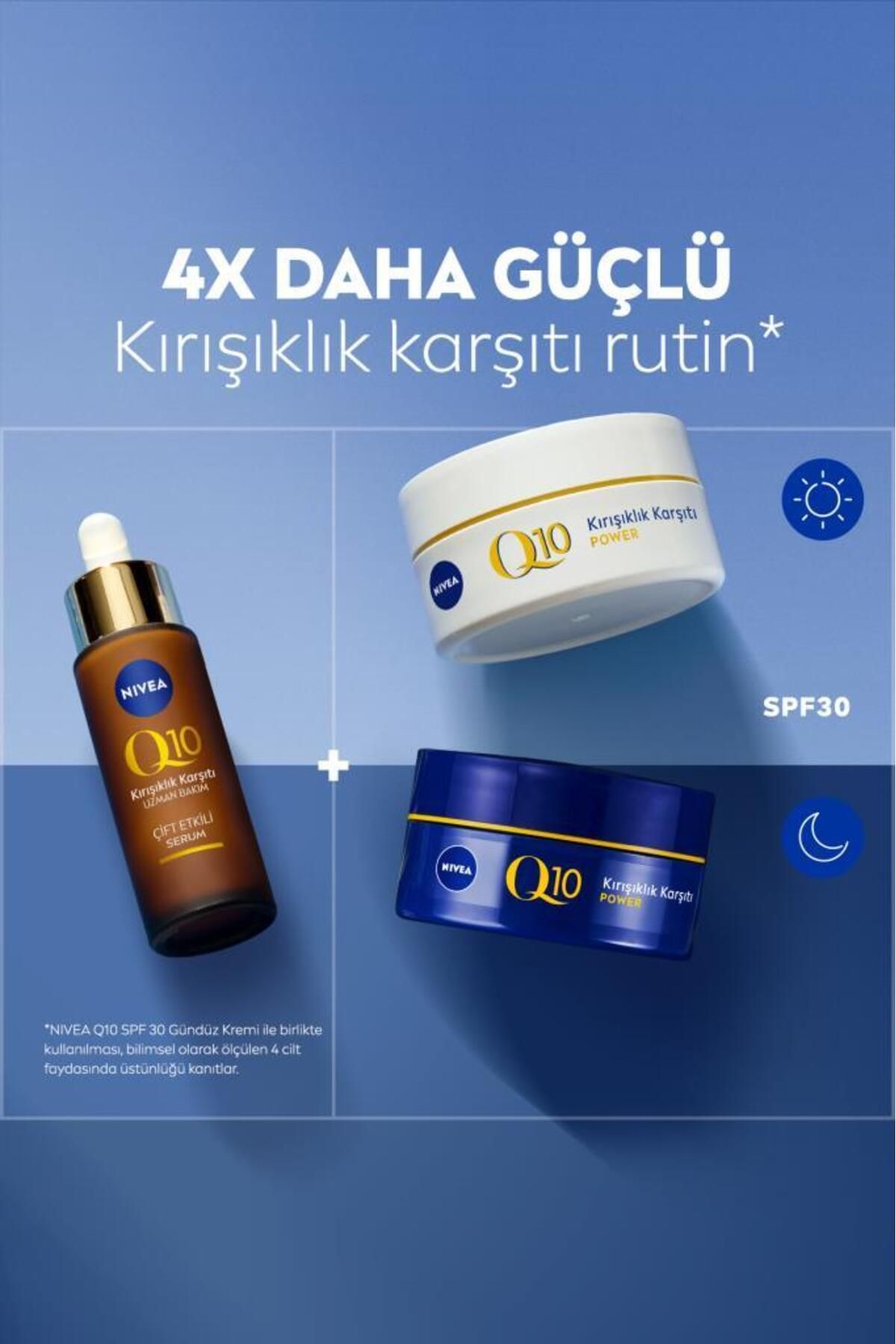 سرم ضد چروک دو اثر NIVEA Q10 30 میلی لیتر، Q10 خالص، ضد چروک ناشی از شکر