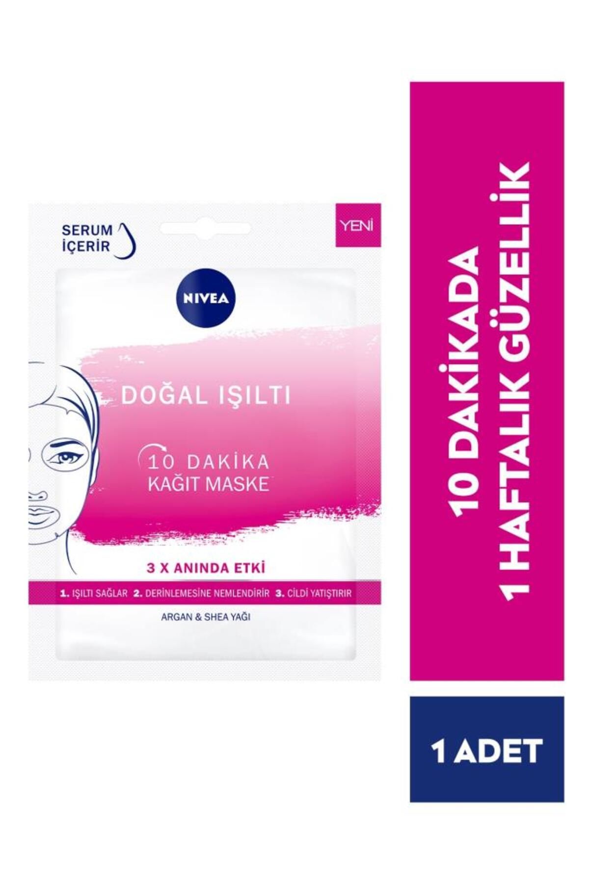 NIVEA Urban Skin Doğal Işıltılı Nemlendirici Yüz Kağıt Maske, Serum Içerikli, Nemlendirici, 1 Adet