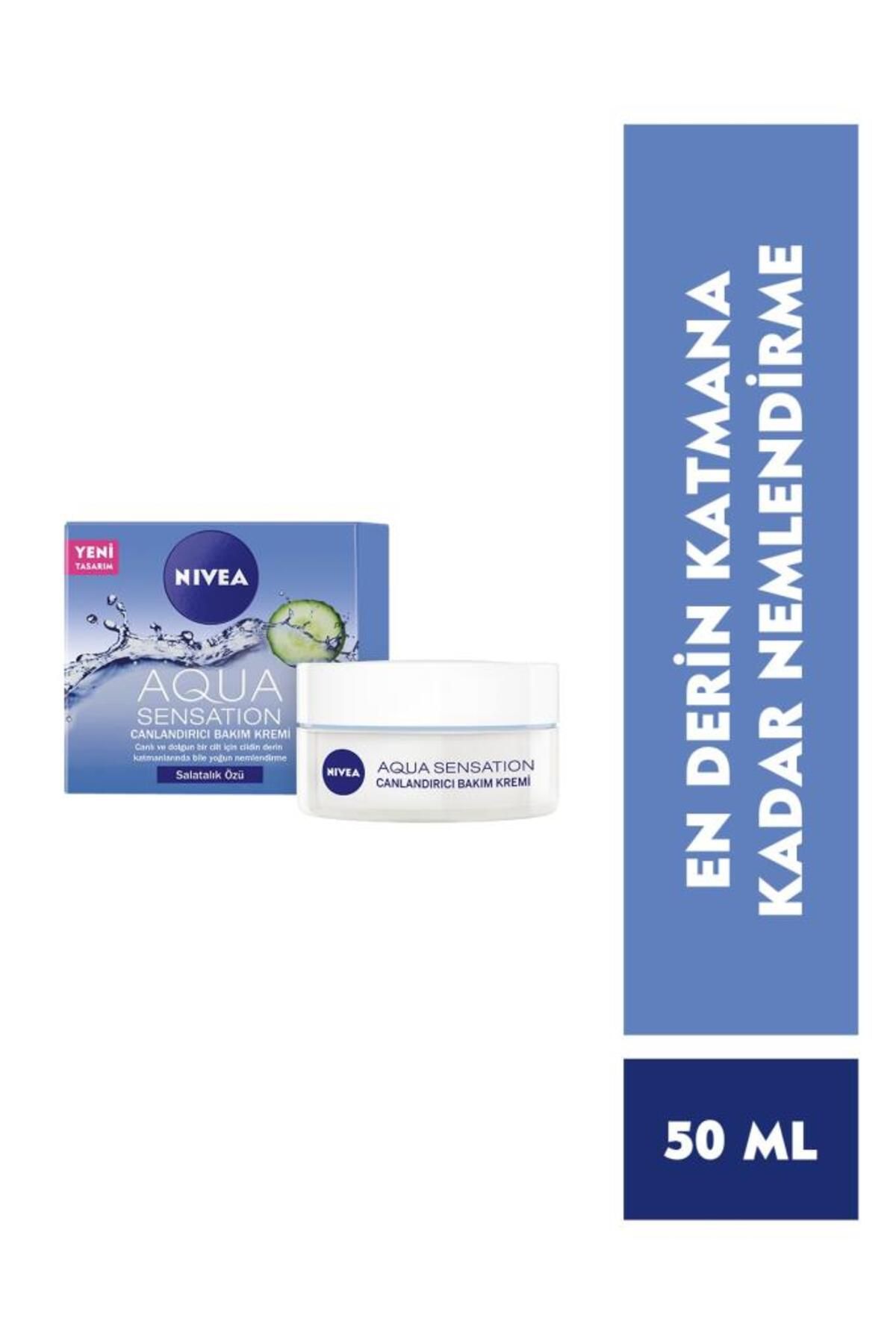 NIVEA Aqua Sensation Canlandırıcı Yüz Bakım Kremi 50ml, Nemlendirici, Salatalık Özü, Dolgun Cilt