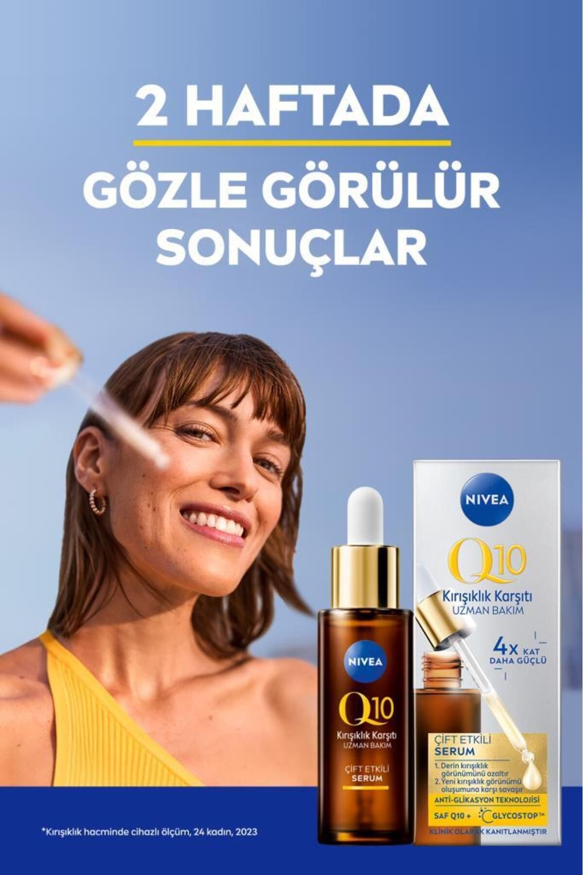 سرم ضد چروک دو اثر NIVEA Q10 30 میلی لیتر، Q10 خالص، ضد چروک ناشی از شکر