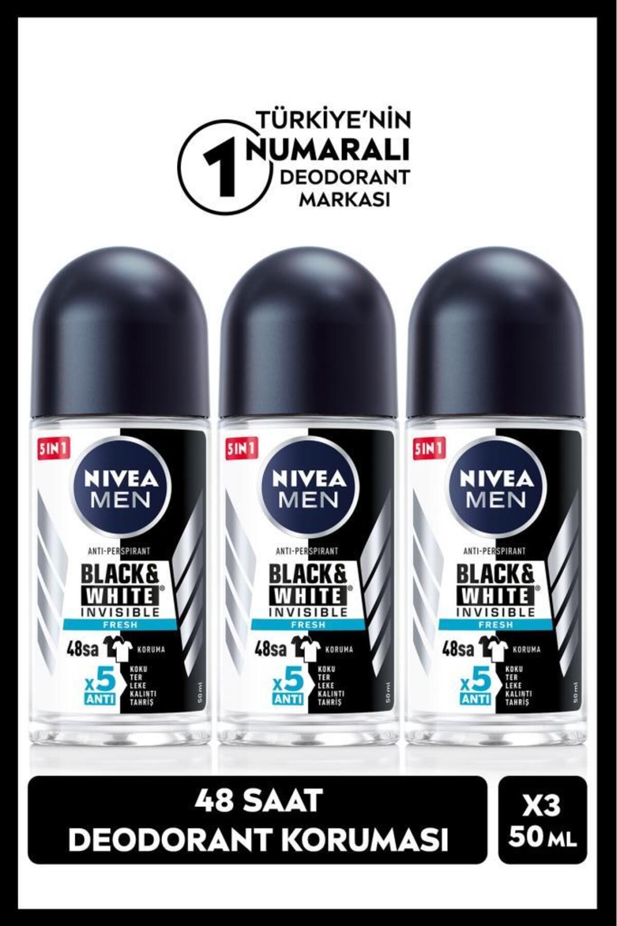 دئودورانت و رول آن مردانه 50 میل سیاه سفید 48 ساعت محافظت X3 قطعات NIVEA