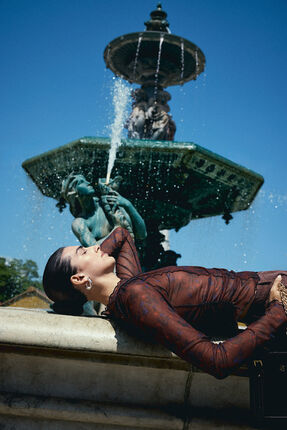 Pilea Lilith Desenli Mesh Bluz