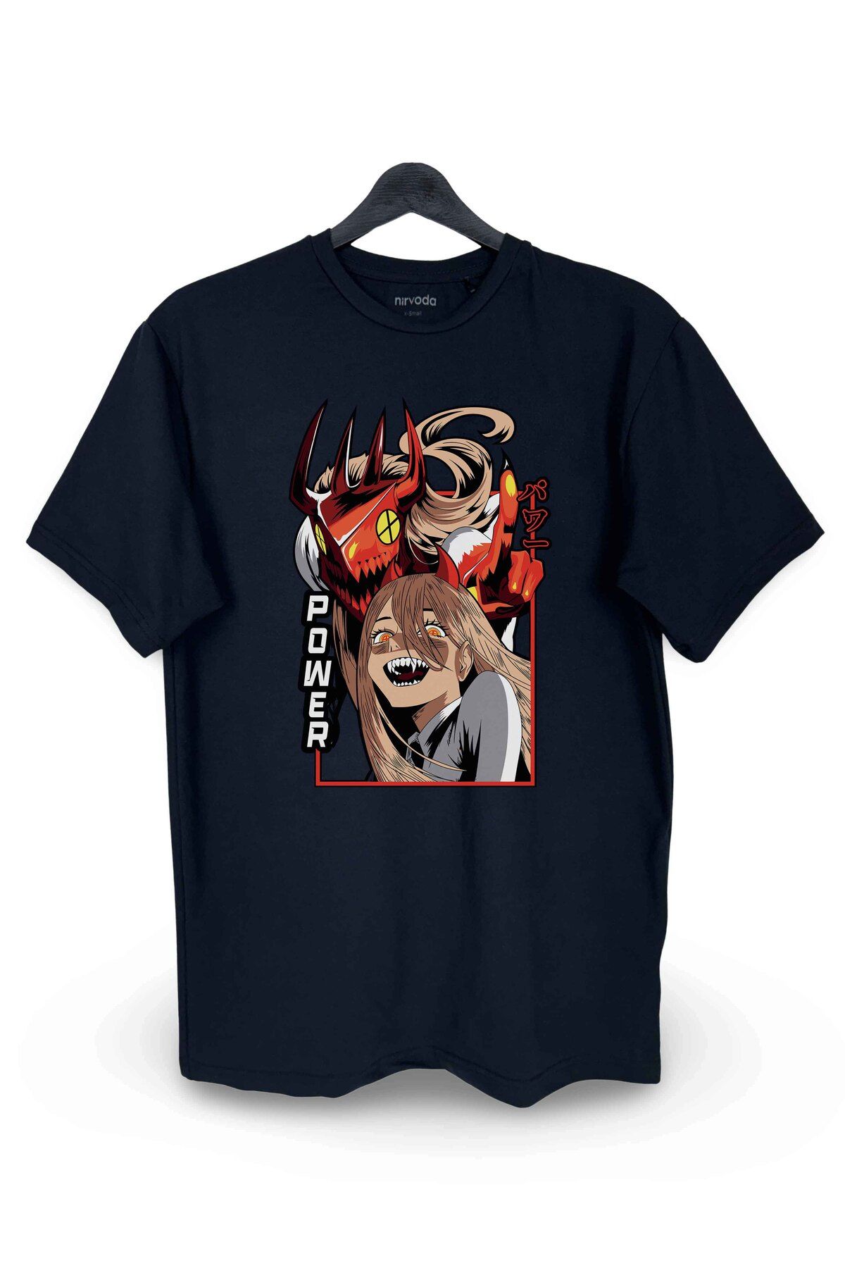 nirvoda Power Hammer Devil Chainsaw Man Printed Loose Fit Crewneck Tricou Anime Manga Unisex - XS