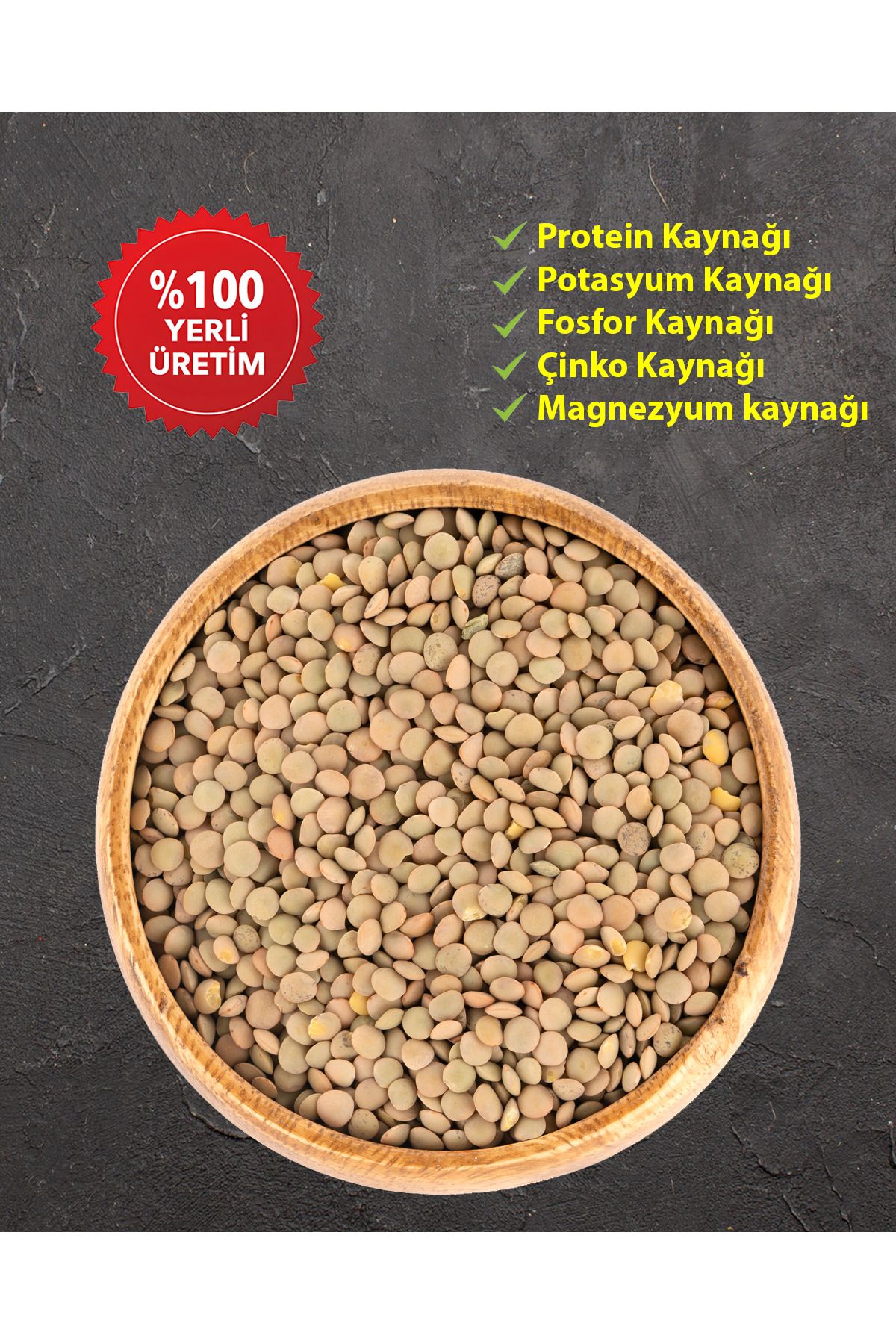 Galip Bakliyat Yerli Minik Yeşil Mercimek 1 Kg