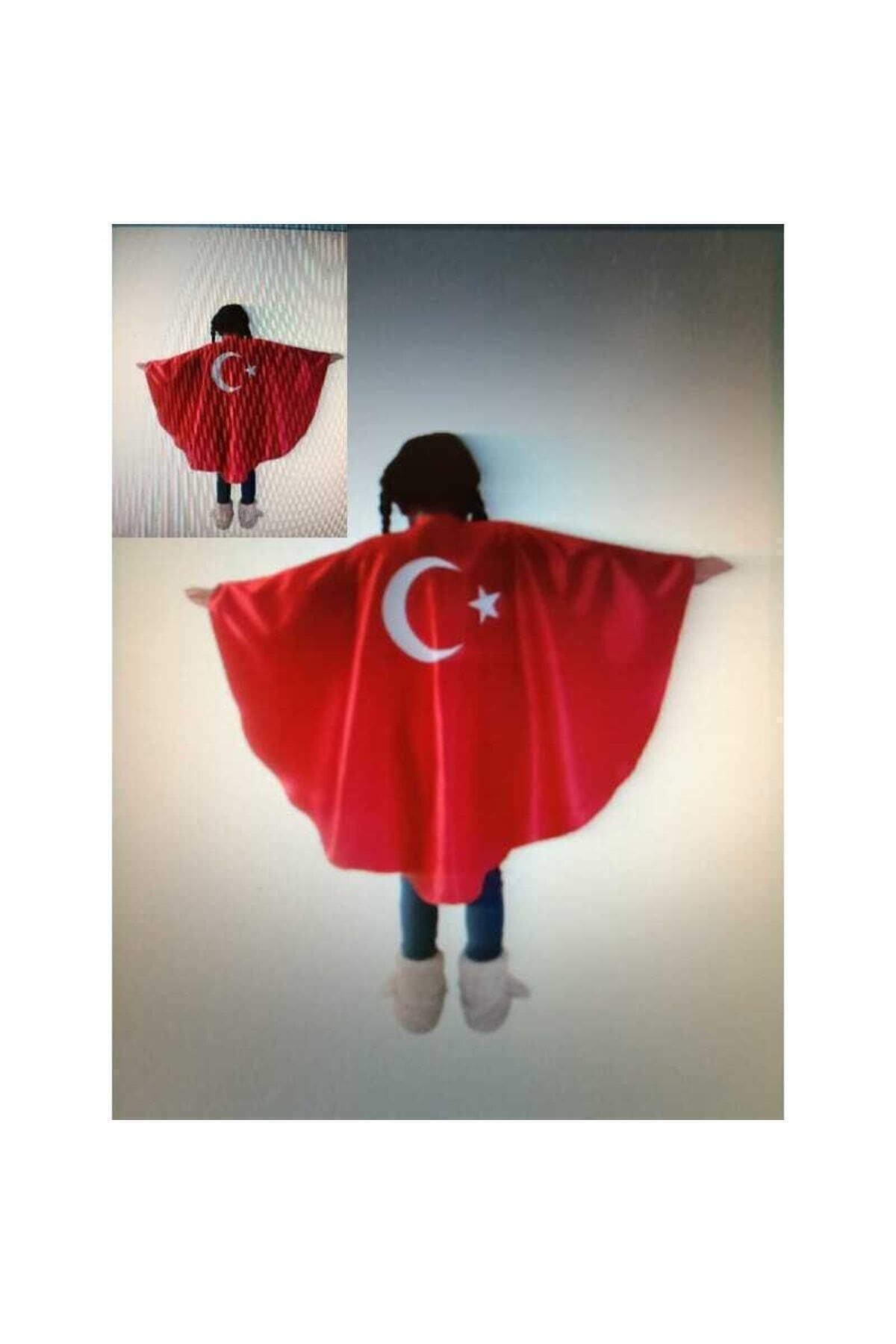 KIRKLAR TEKSTİL Türk Bayrak Pelerin Kostüm-kırmızı Ay Yıldızlı Bayrak Pelerin fotoğrafı 3 (önizleme)