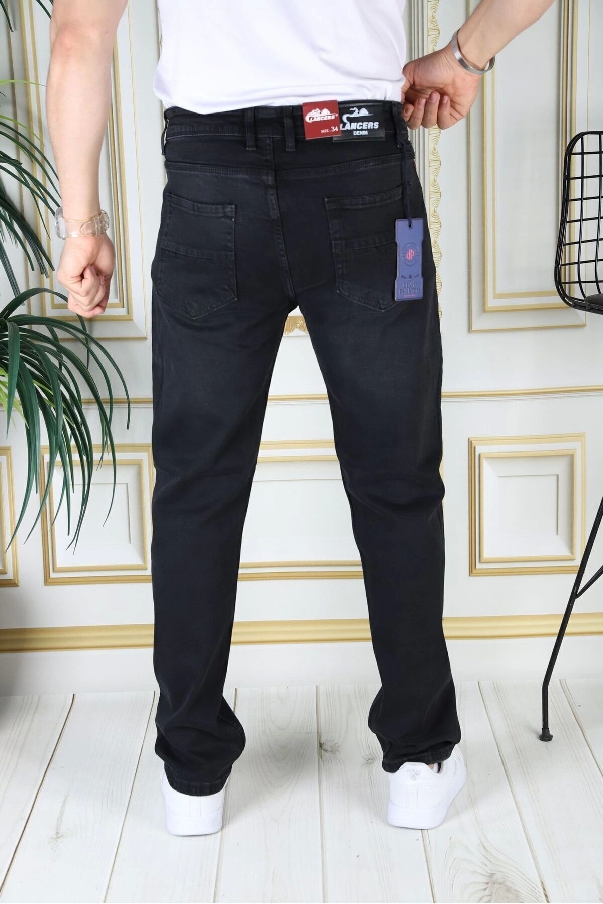 PHANTOM JEANS  Erkek Siyah Renk Regular Fit Rahat Kesim Esnek Likralı Denim Jeans Şık Kot Pantolon - Görsel 5
